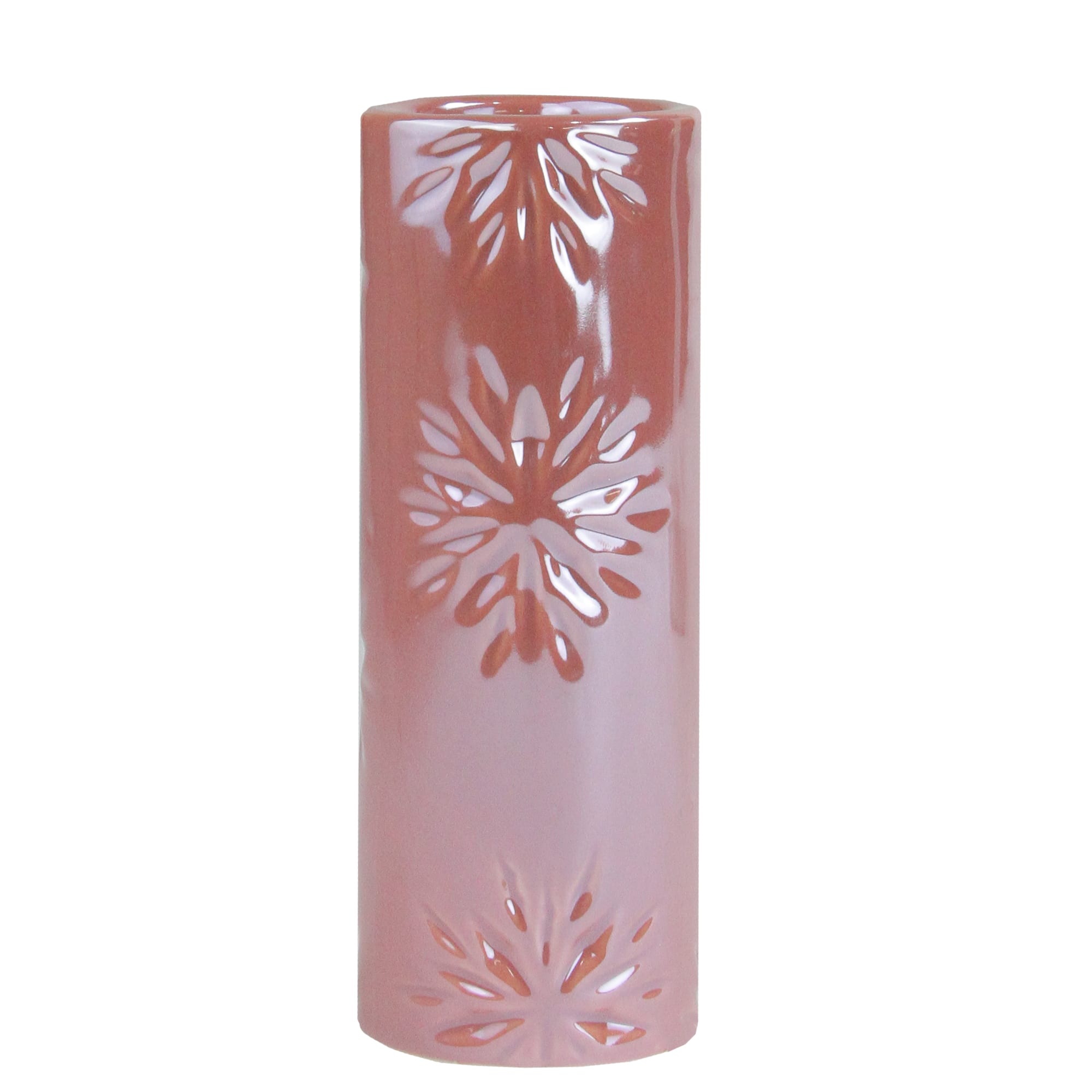 6.5" Pearly Pink Snowflake Christmas Candle Holder