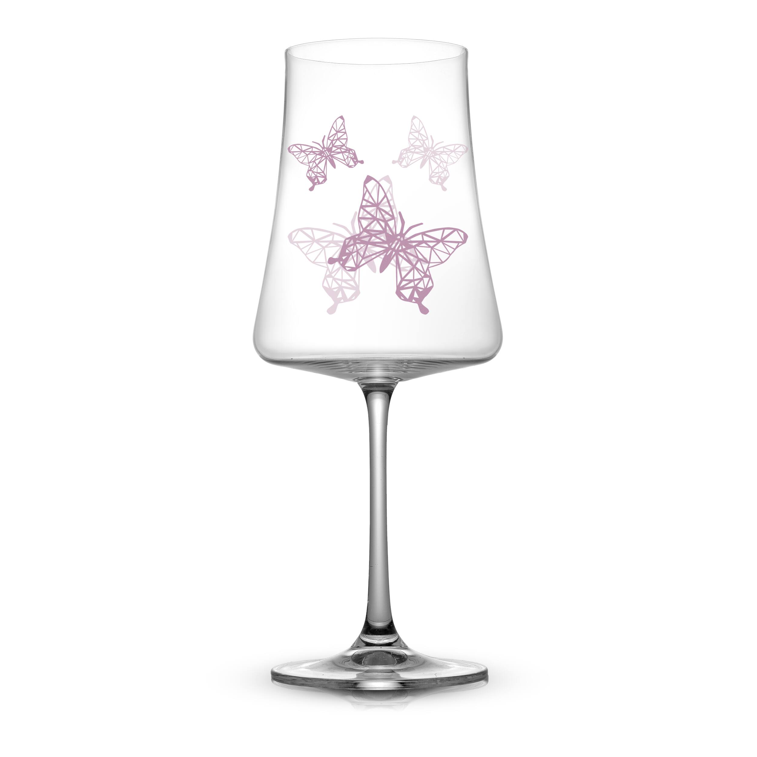 JoyJolt&#xAE; 21oz. Meadow Butterfly Crystal Red Wine Glasses Set, 2ct.