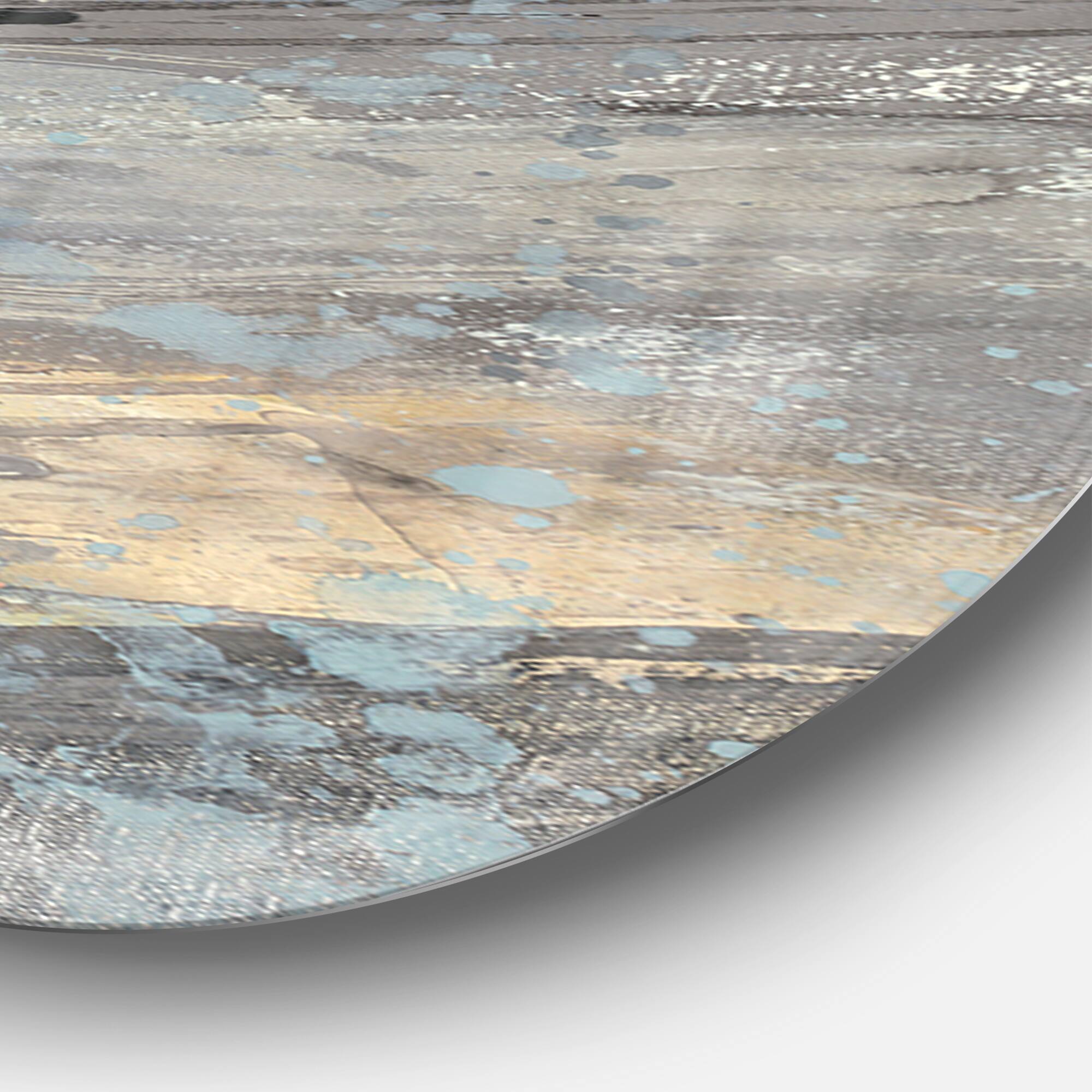 Designart - Rock Teal Panel I - Geometric Metal Circle Wall Art