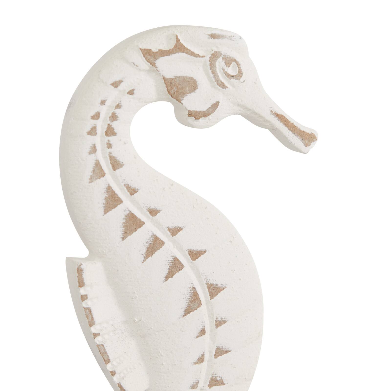 Set of 3 White Plastic Coastal Sea Animals Sculpture, 13.25&#x22;, 13.25&#x22;, 13&#x22;