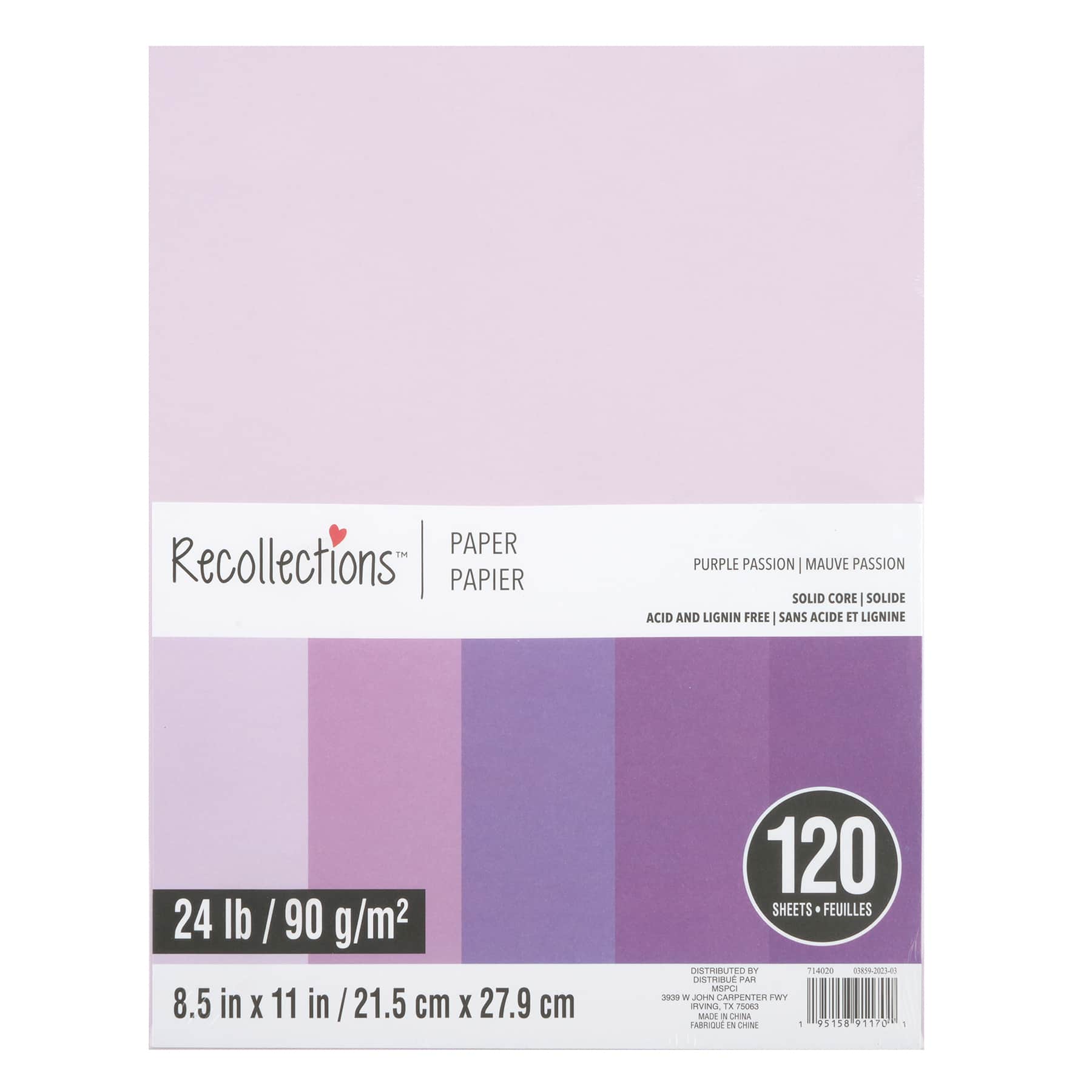 8.5" x 11" Mixed 24lb. Solid Core Paper Pack by Recollections™, 120 Sheets