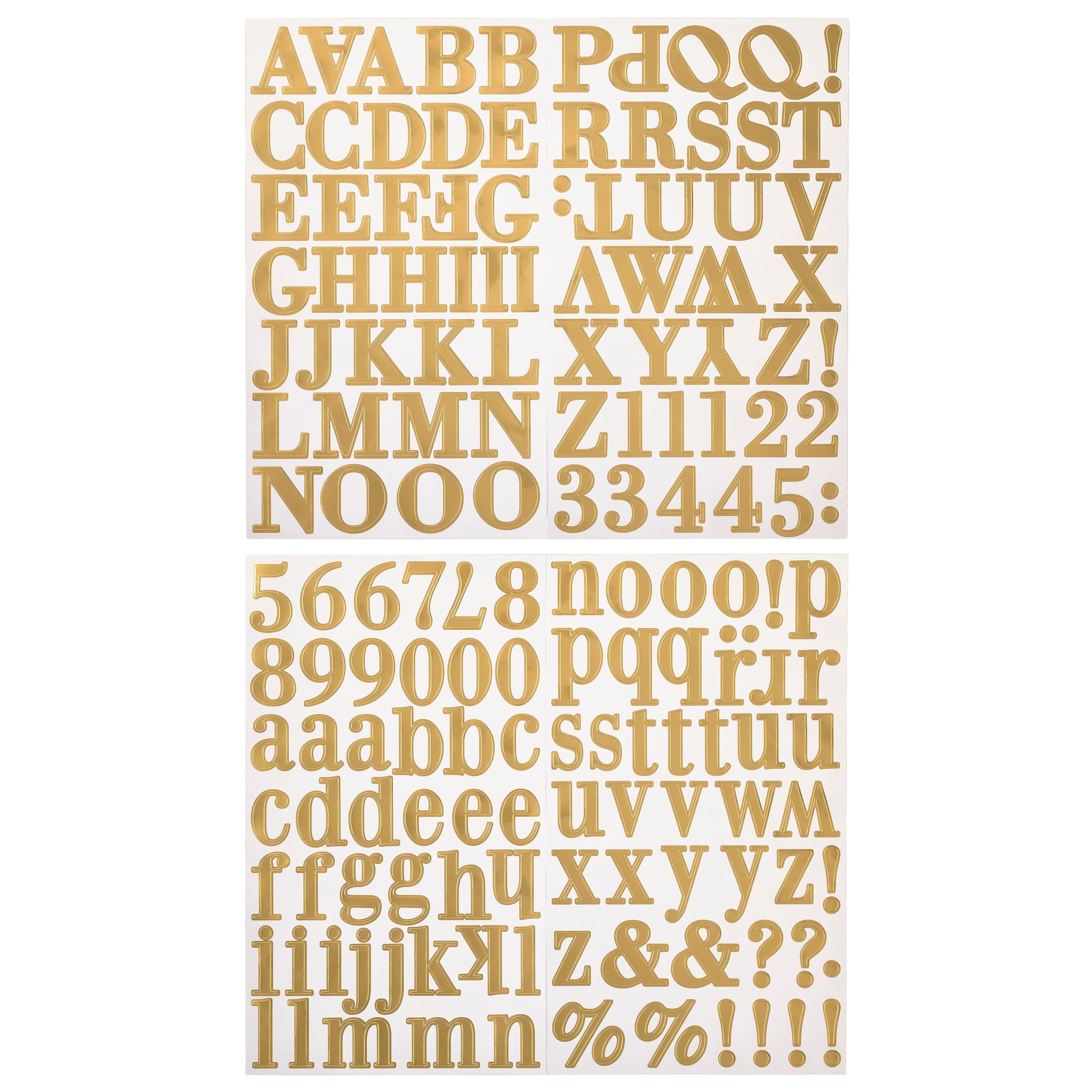 Gold Metallic Letters & Numbers Stickers