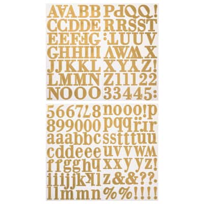 Sticko Gold Brush Alphabet Letter Stickers Teacher Supply Crafts