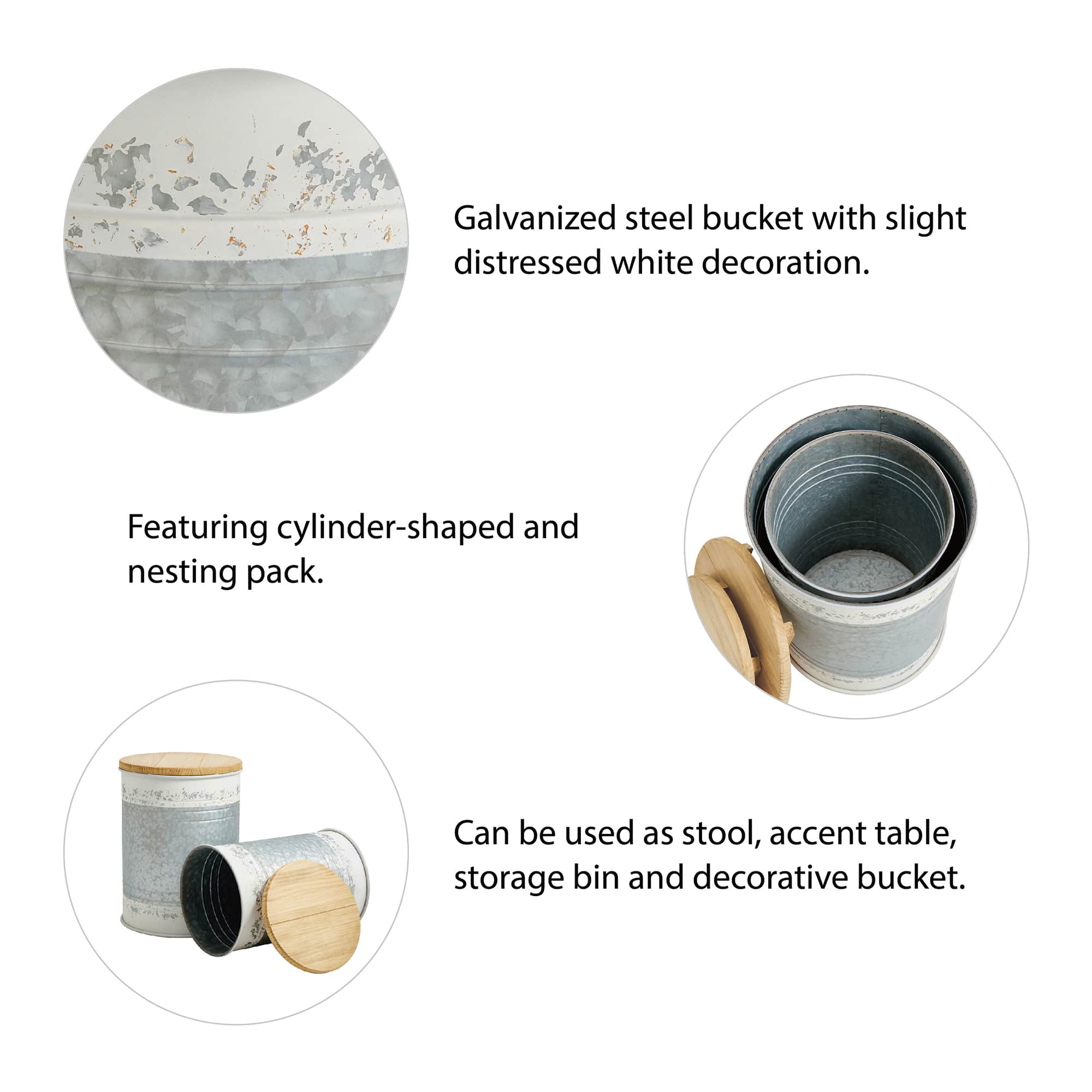 Glitzhome&#xAE; Metal Storage Accent Table with Solid Wood Lid Set