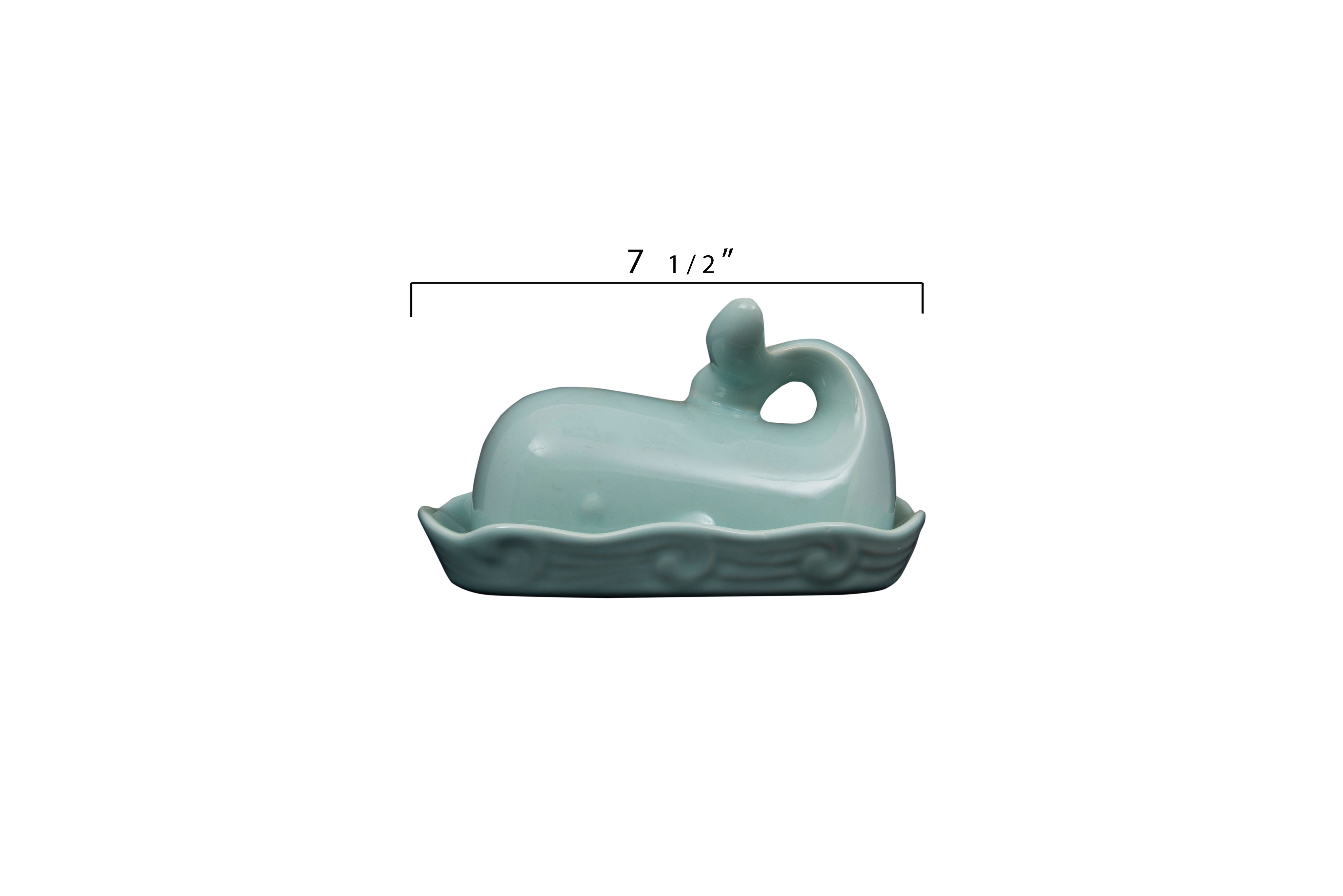 Aqua Blue Whale Shaped Butter Dish