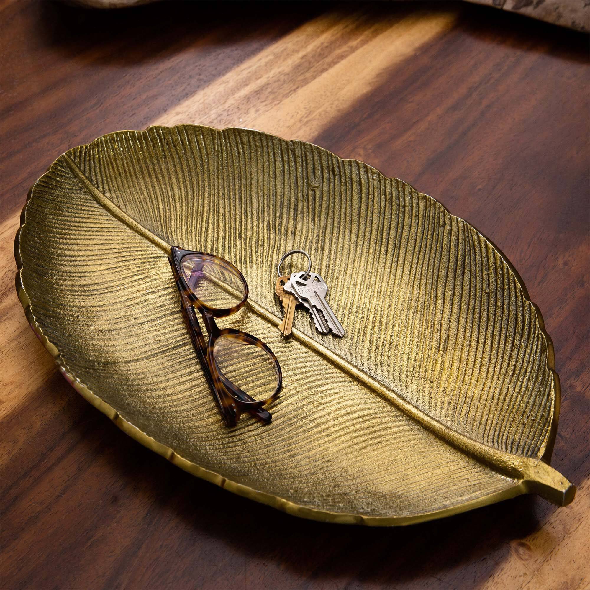 16&#x22; Gold Leaf Decorative Accent Tray
