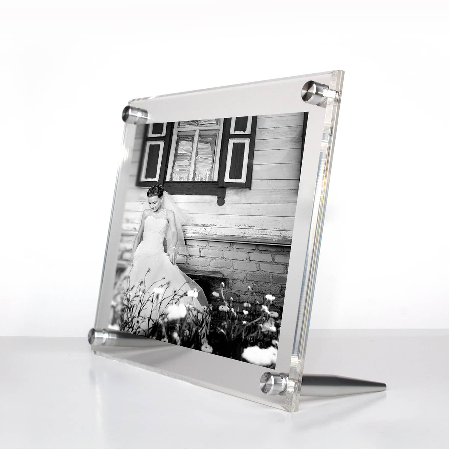 Wexel Art Clear Acrylic Tabletop Floating Picture Frame with Silver Hardware