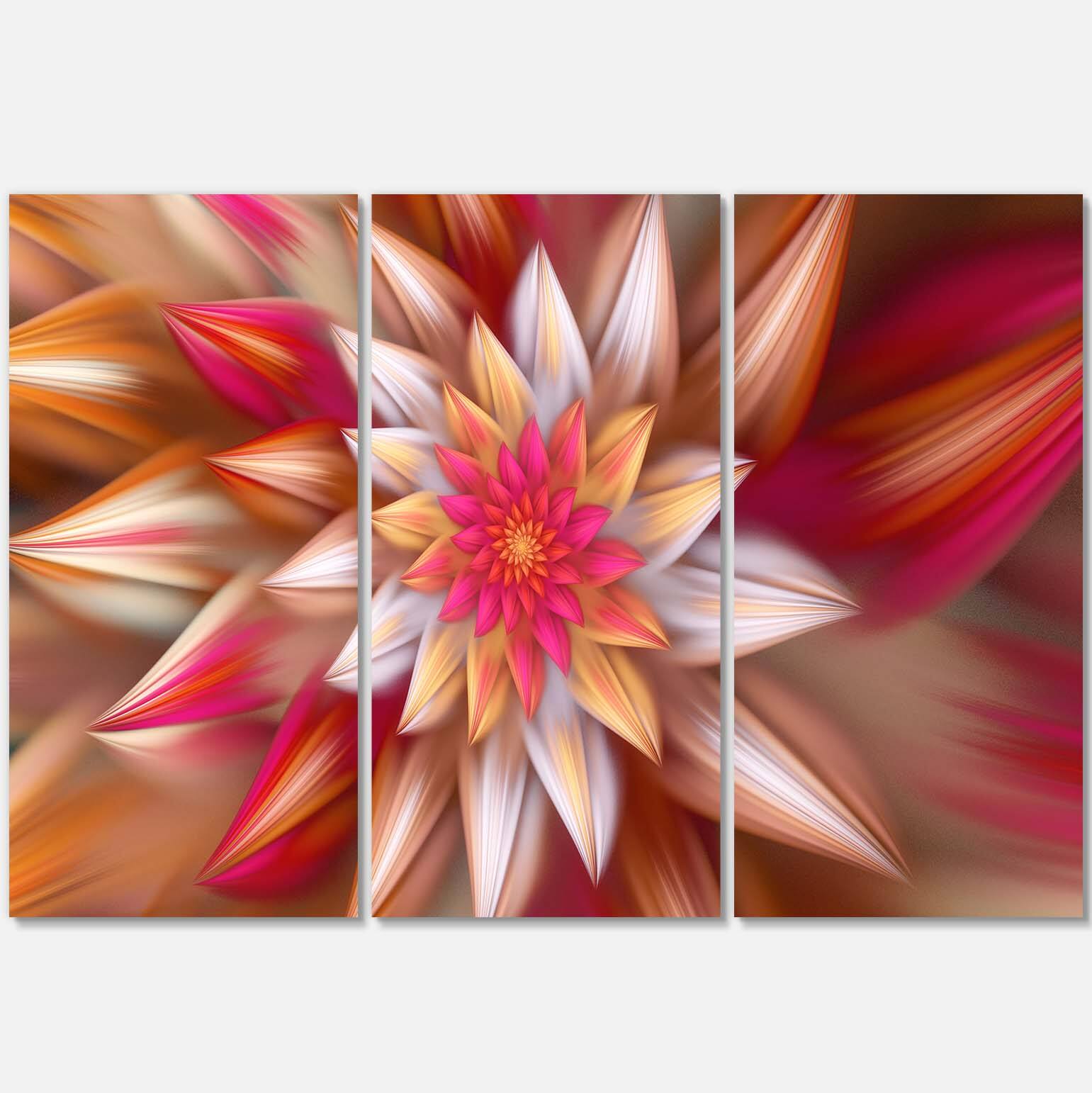 Designart - Huge Red Fractal Flower - Floral Canvas Art Print