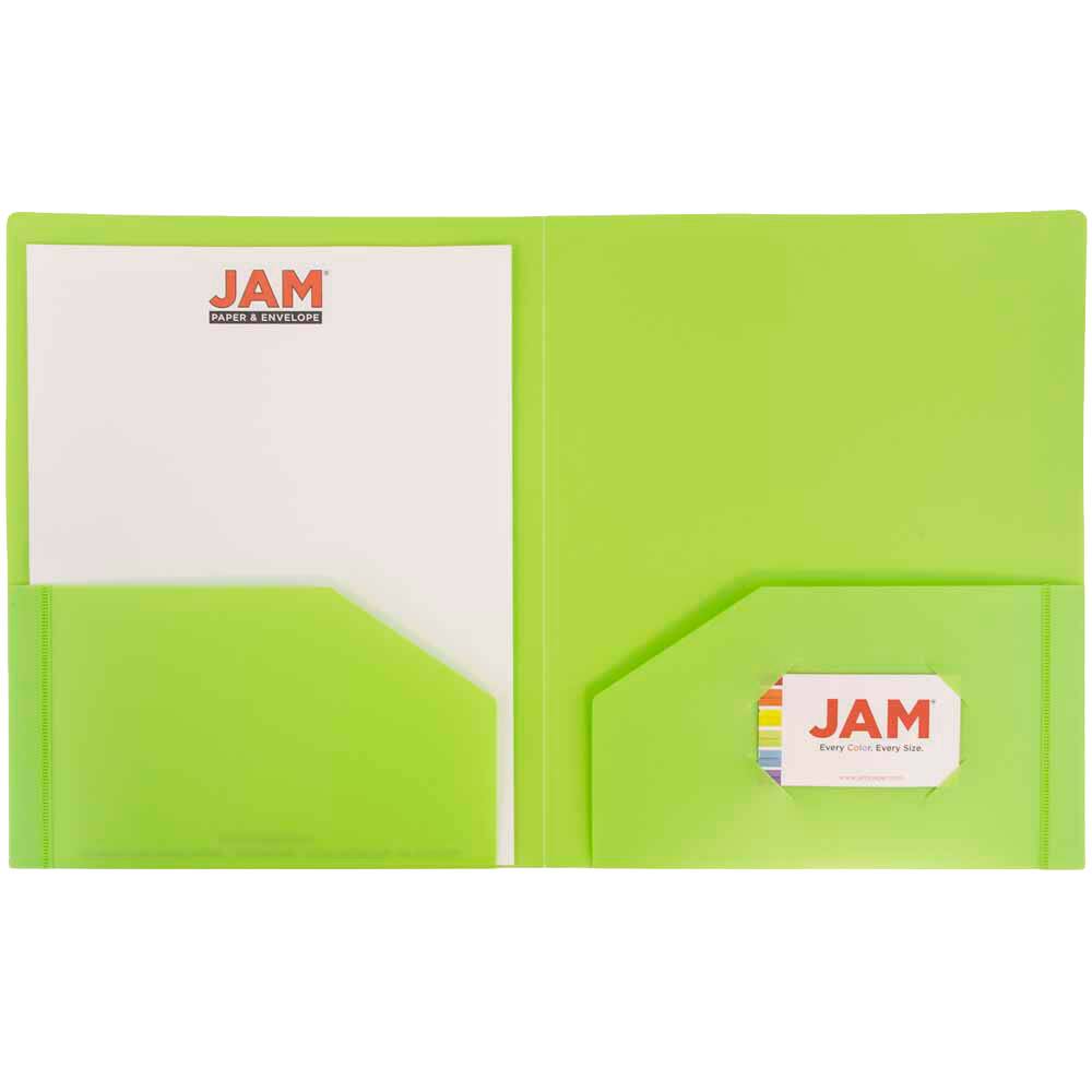 JAM Paper Heavy Duty Plastic 2-Pocket Folders, 6ct.