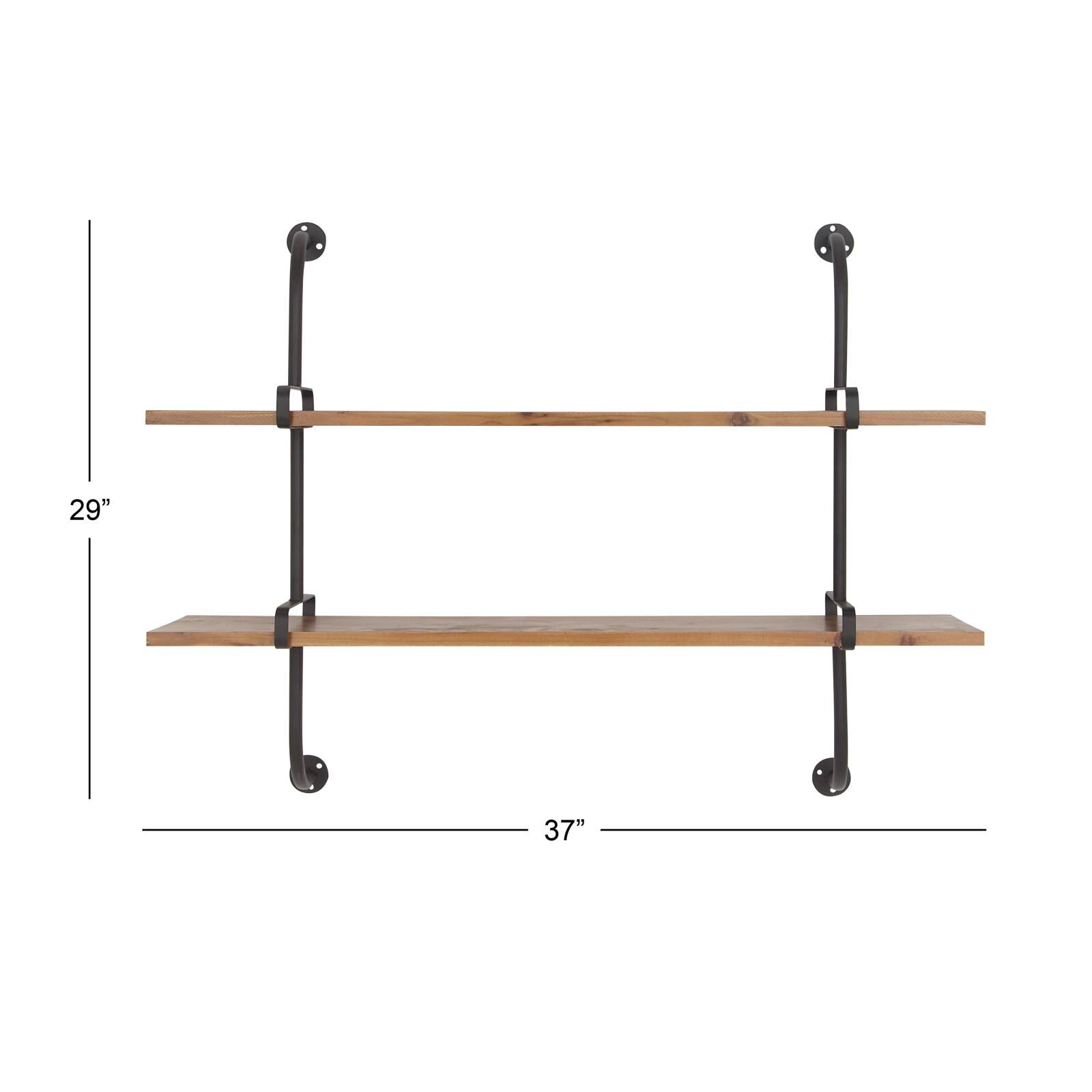 37&#x22; Brown Wood Industrial Wall Shelf