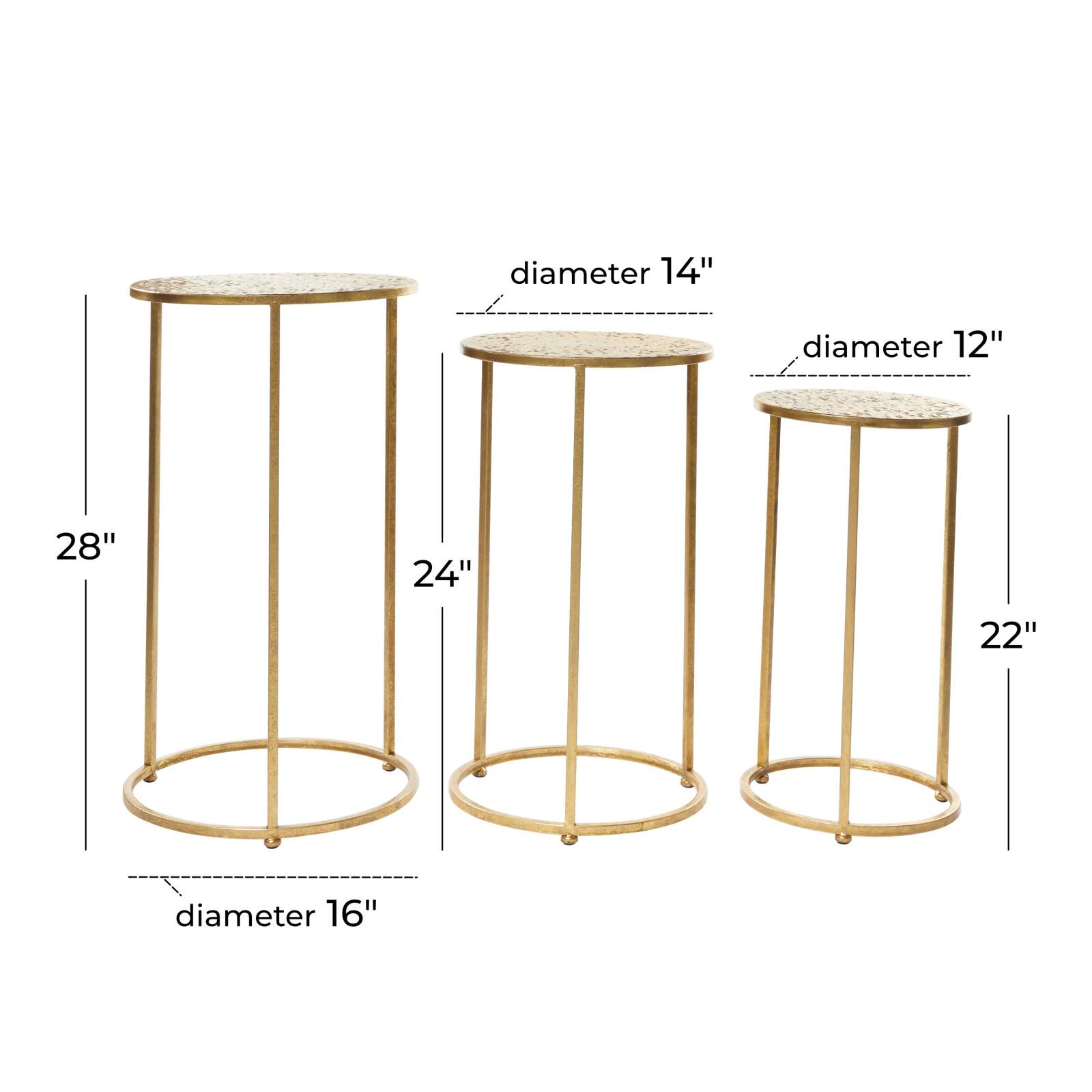 Gold Round Metal Glam Accent Table Set