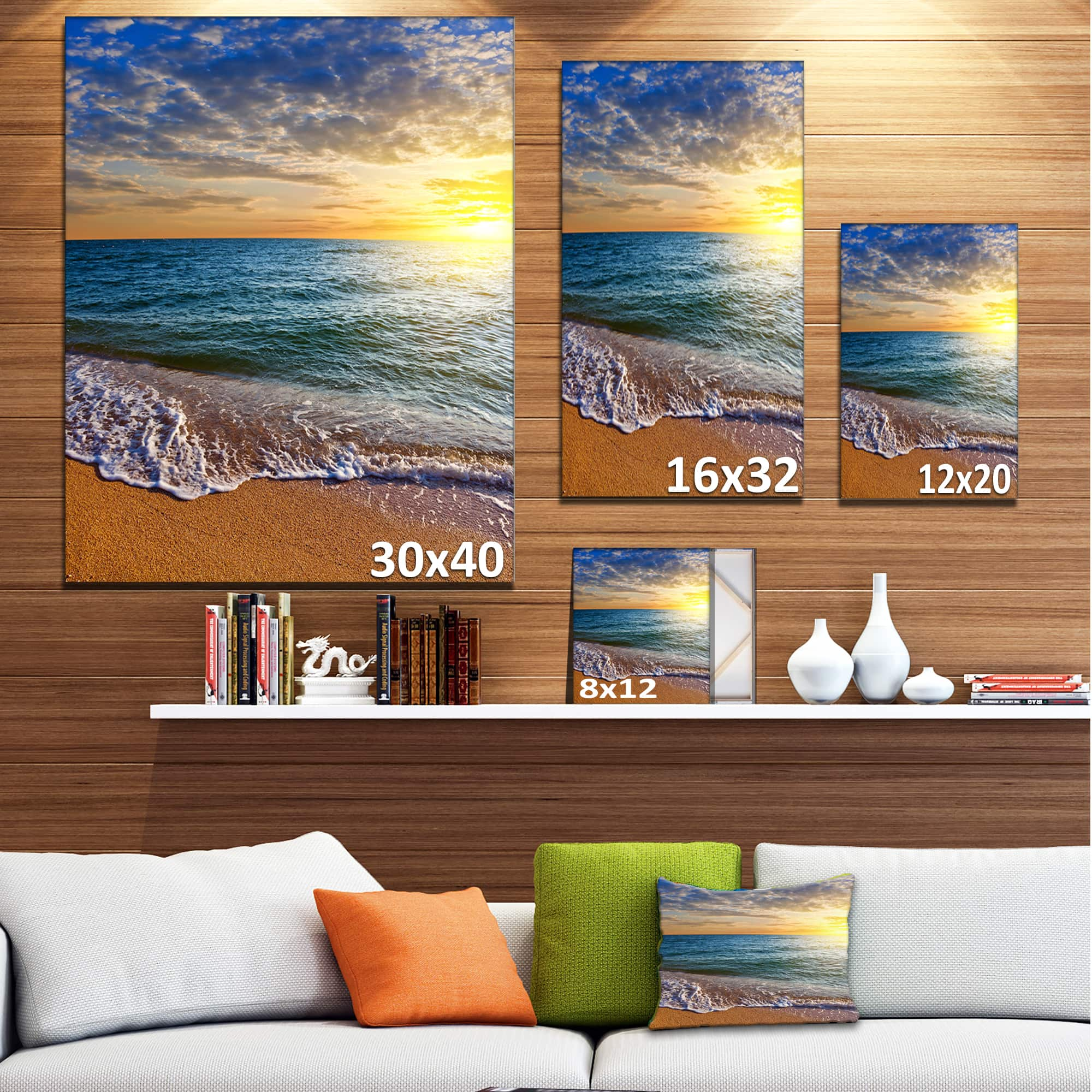 Designart - Layers of Colors on Sunrise Beach - Seascape Canvas Art Print