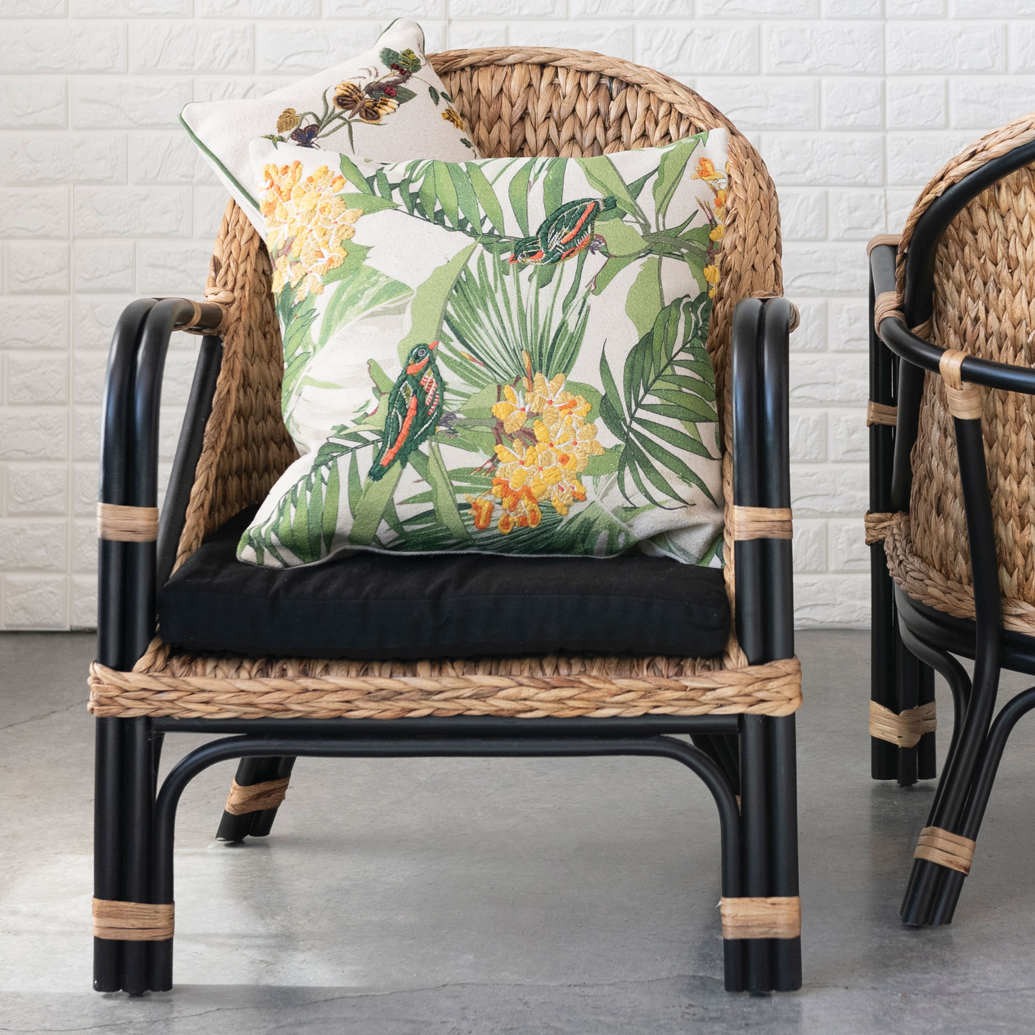 Hello Honey&#xAE; Multicolor Embroidered Butterflies &#x26; Flowers Lumbar Pillow