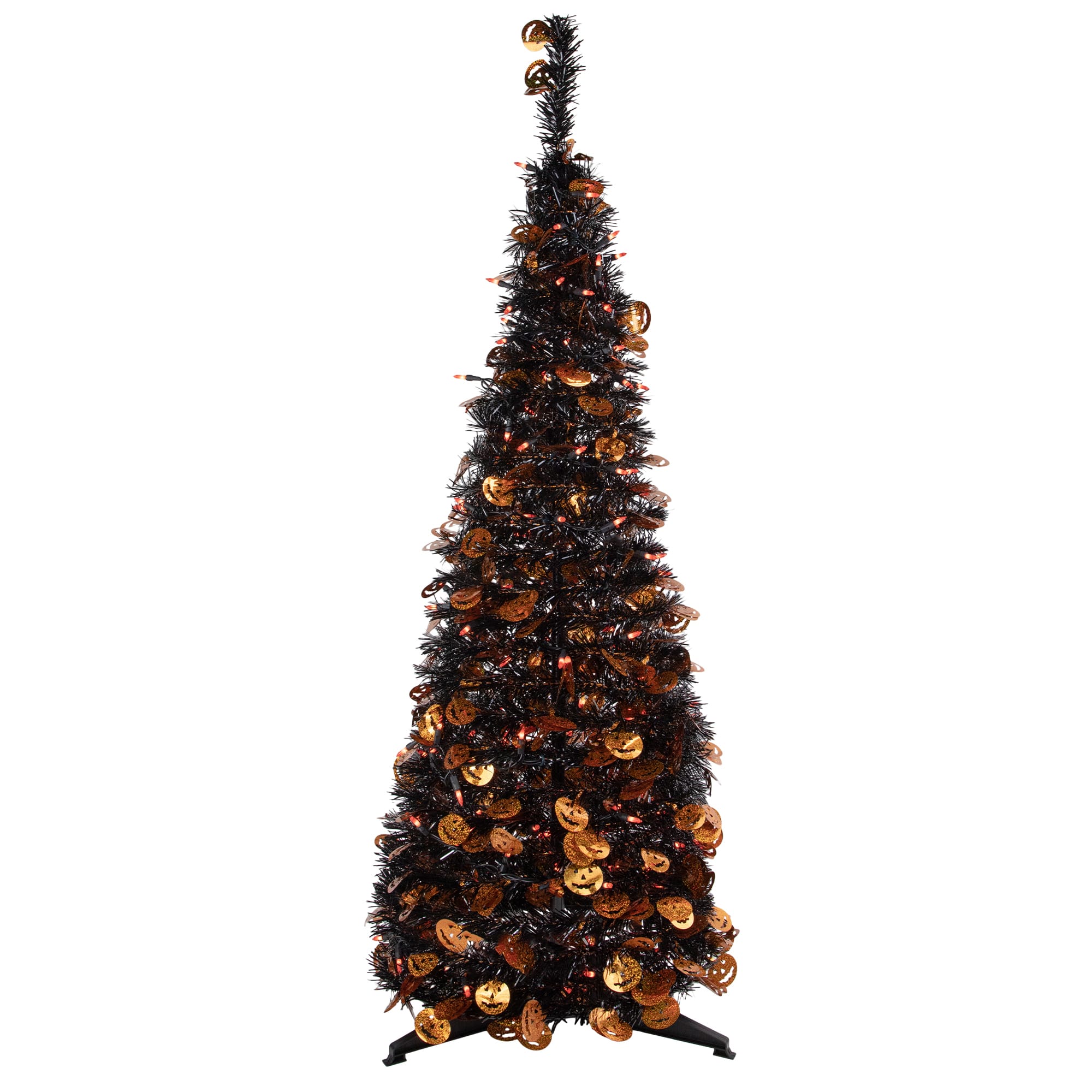 4ft. Fall Harvest Pop Up Artificial Thanksgiving Tree with Pumpkins, Orange Lights