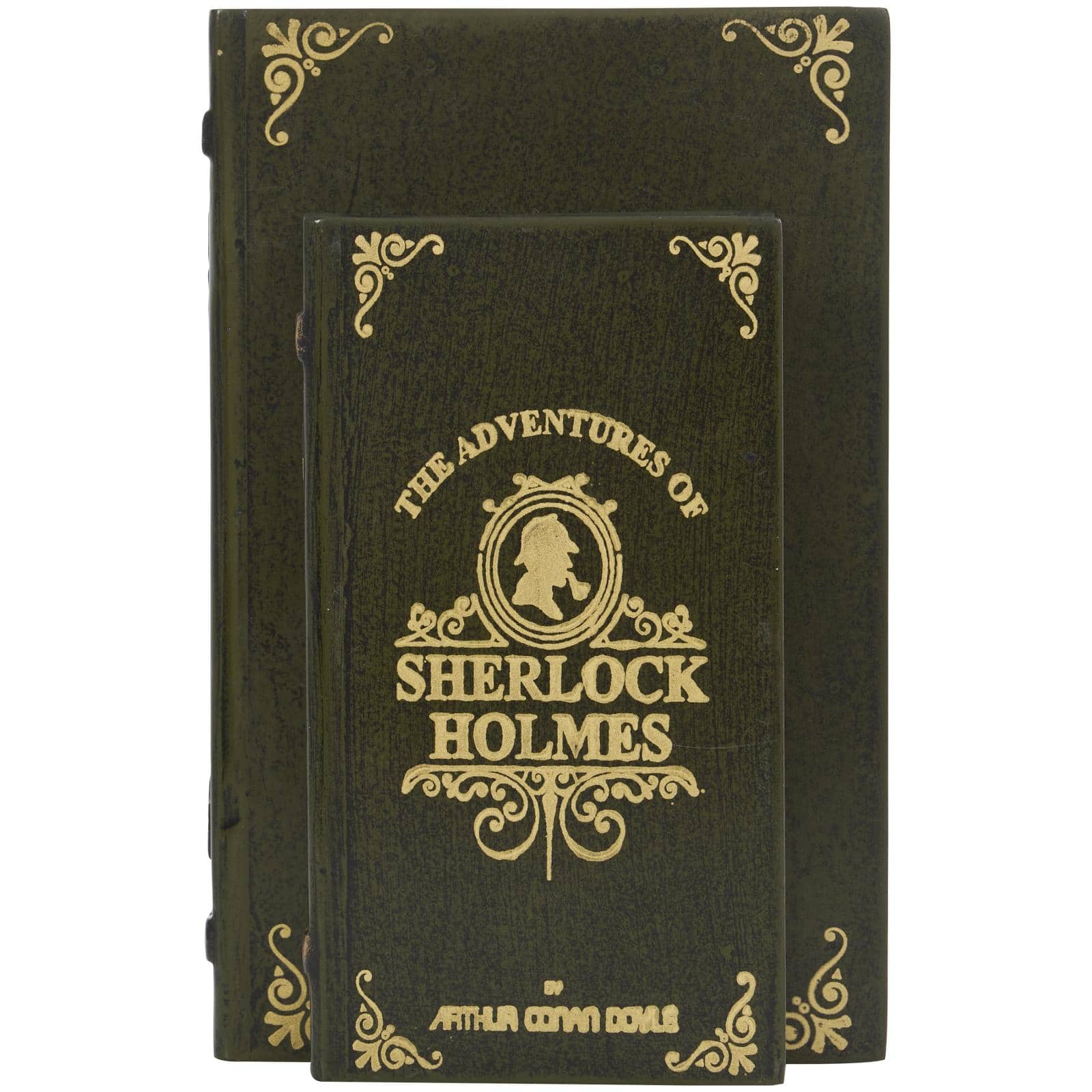 Green Wooden Sherlock Holmes Storage Faux Book Box Set