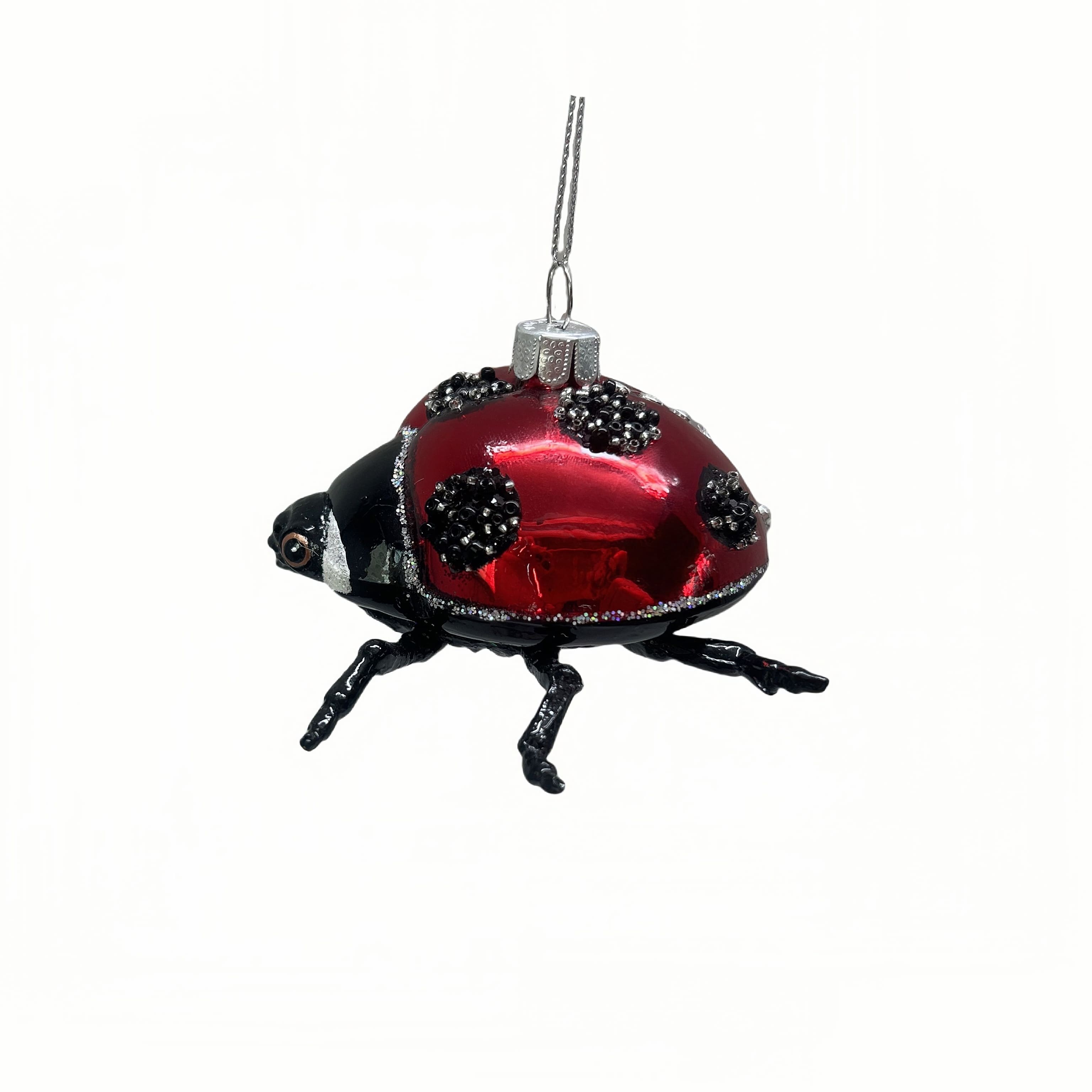 3.75&#x22; Red &#x26; Black Ladybug Glass Ornament by Ashland&#xAE;