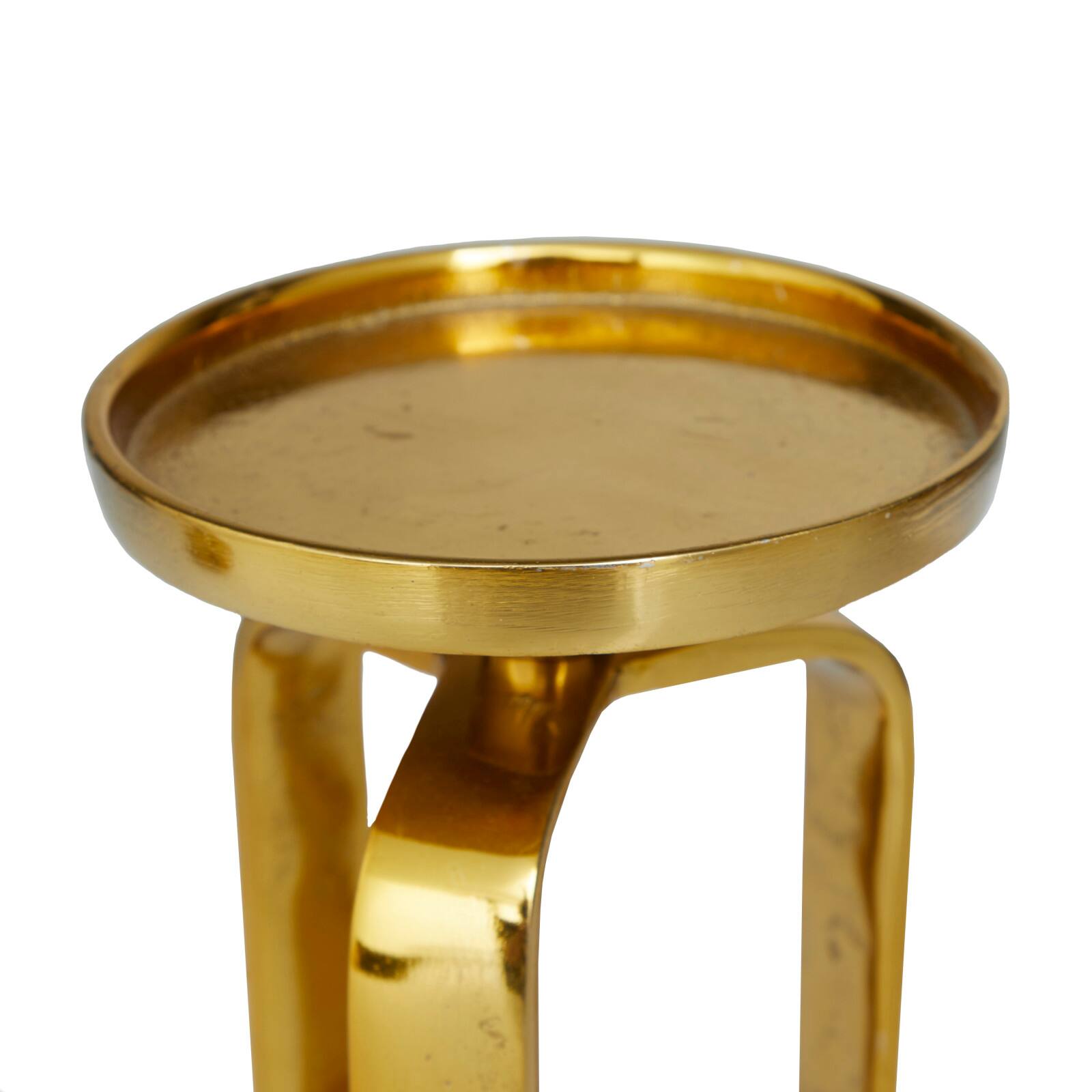 Set of 2 Gold Aluminum Modern Candle Holder, 14&#x22; x 5&#x22; x 5&#x22;