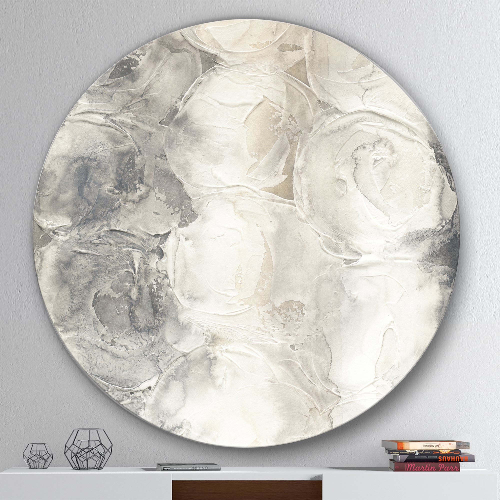Designart - Gray Circles I - Geometric Metal Circle Wall Art