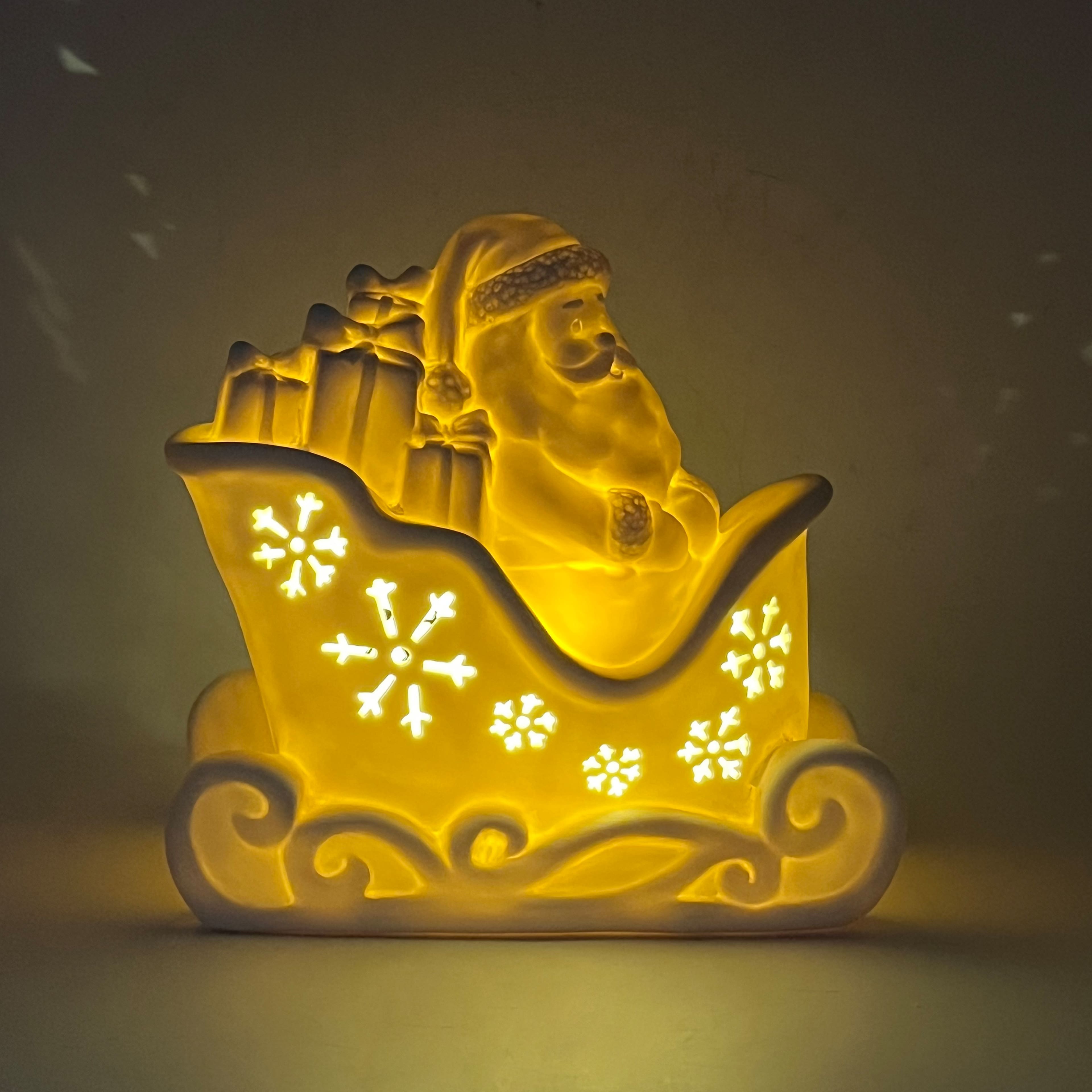 7.5&#x22; LED DIY Ceramic Santa&#x27;s Sleigh D&#xE9;cor by Make Market&#xAE;