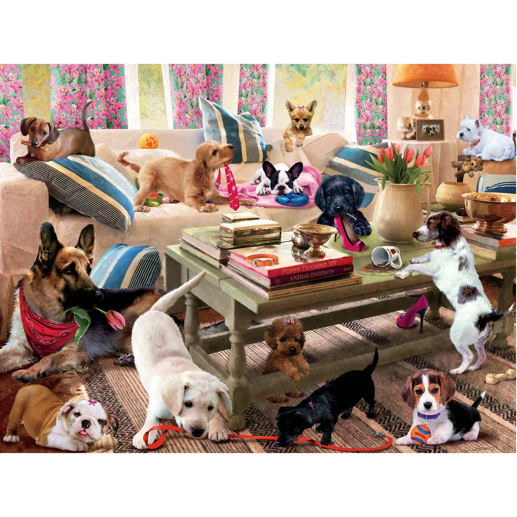 Paws Gone Wild - Sunroom Pups - 550 Piece Puzzle –