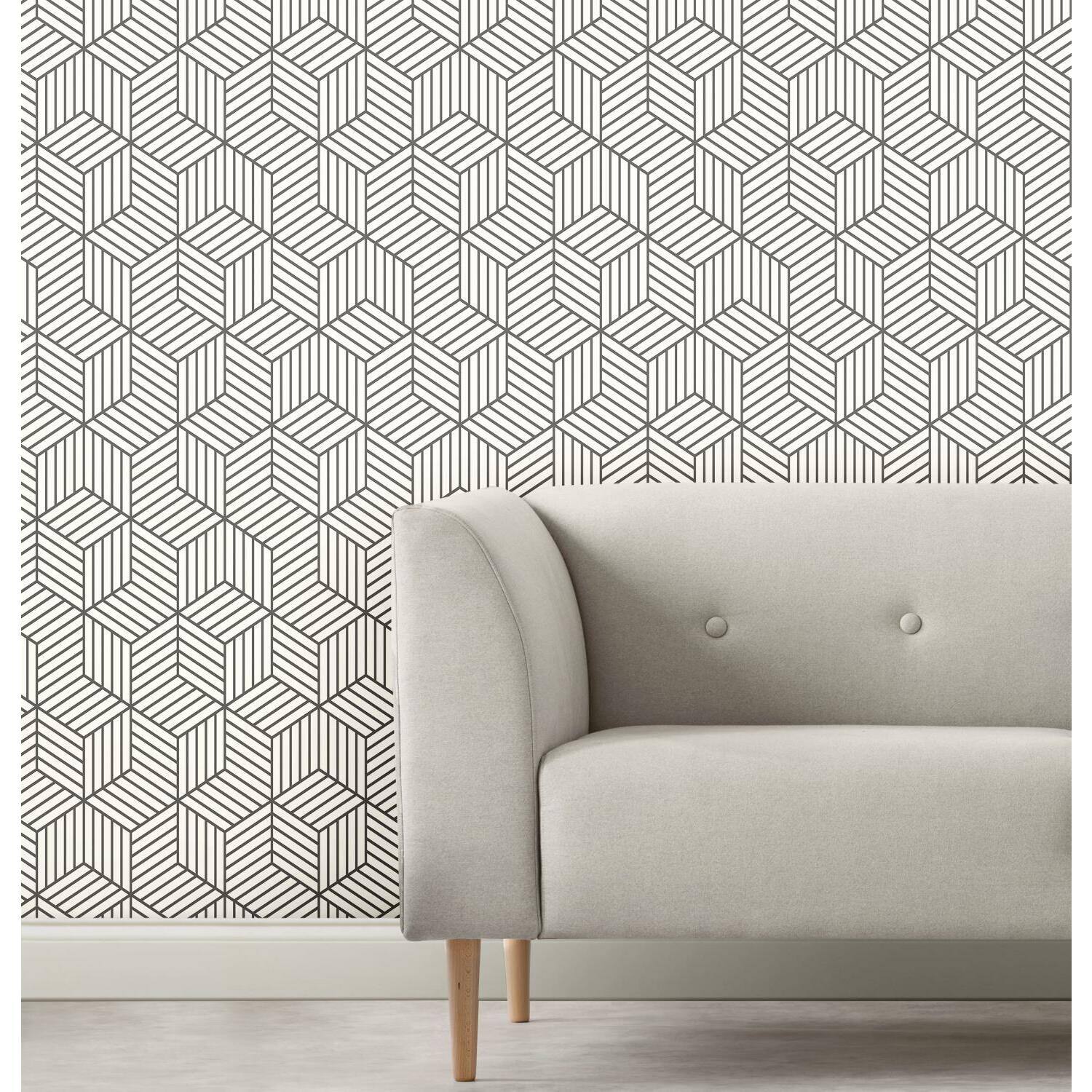 RoomMates Striped Hexagon Peel &#x26; Stick Wallpaper
