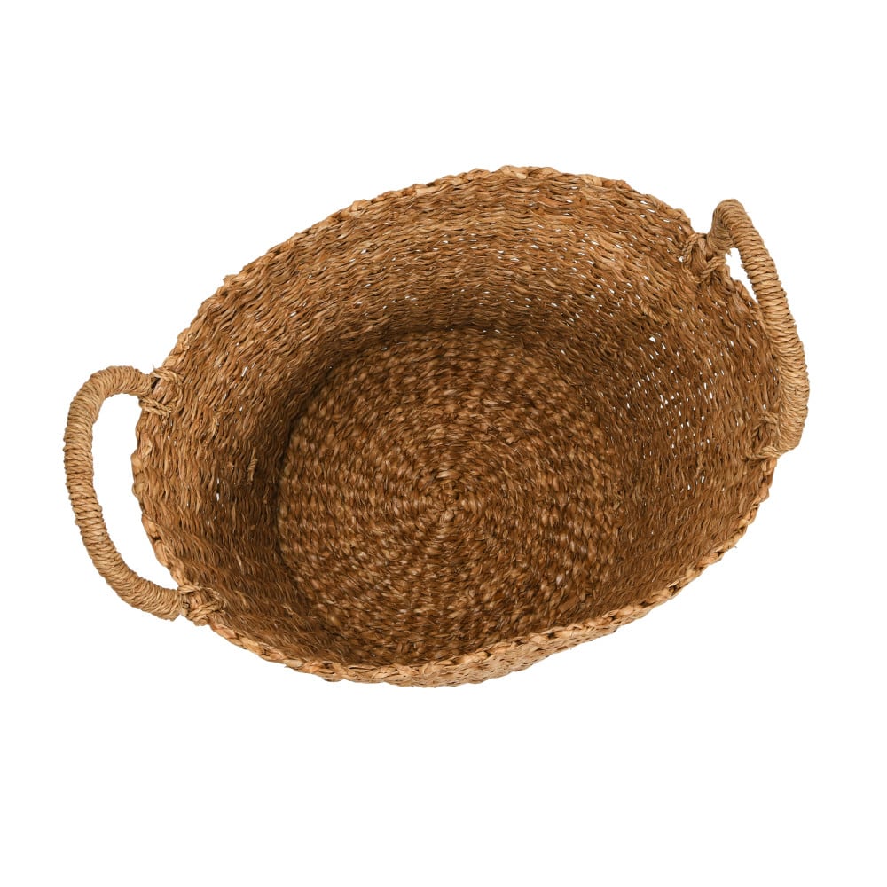 Hello Honey® Natural Handwoven Bankuan Basket with Braided Handles Set
