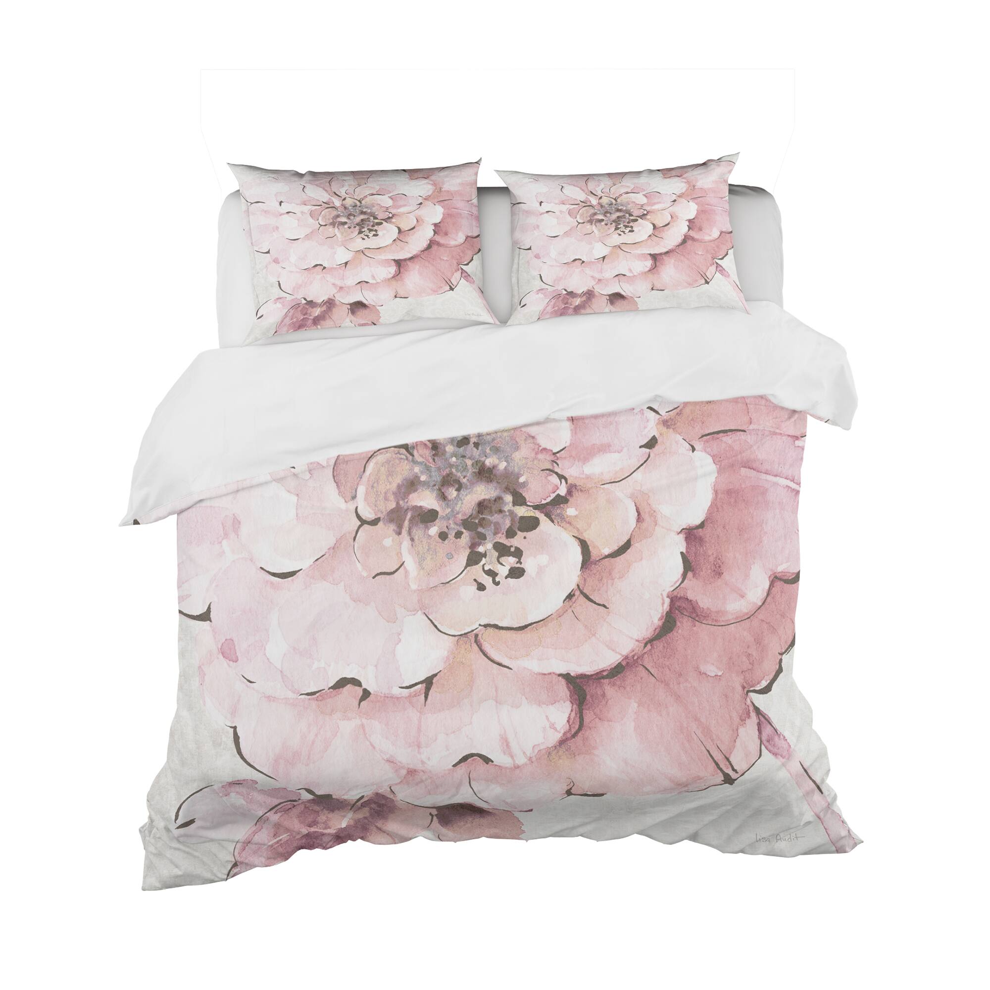 Designart 'Indigold Shabby Peonies Pink' Shabby Bedding Set