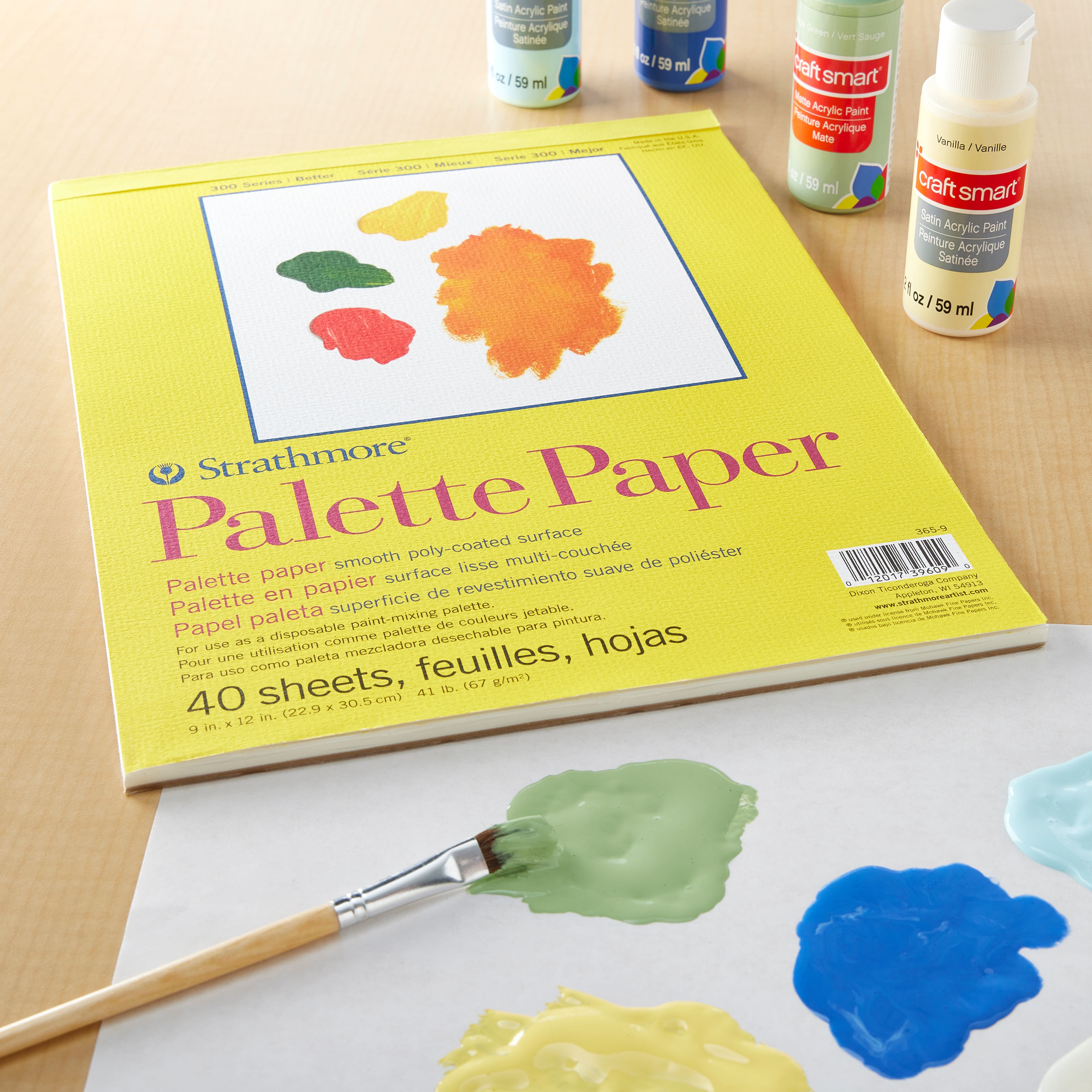 Strathmore 300 Series Palette Paper, 12 x 16” ART 40 Sheets. Smooth Poly  Covered