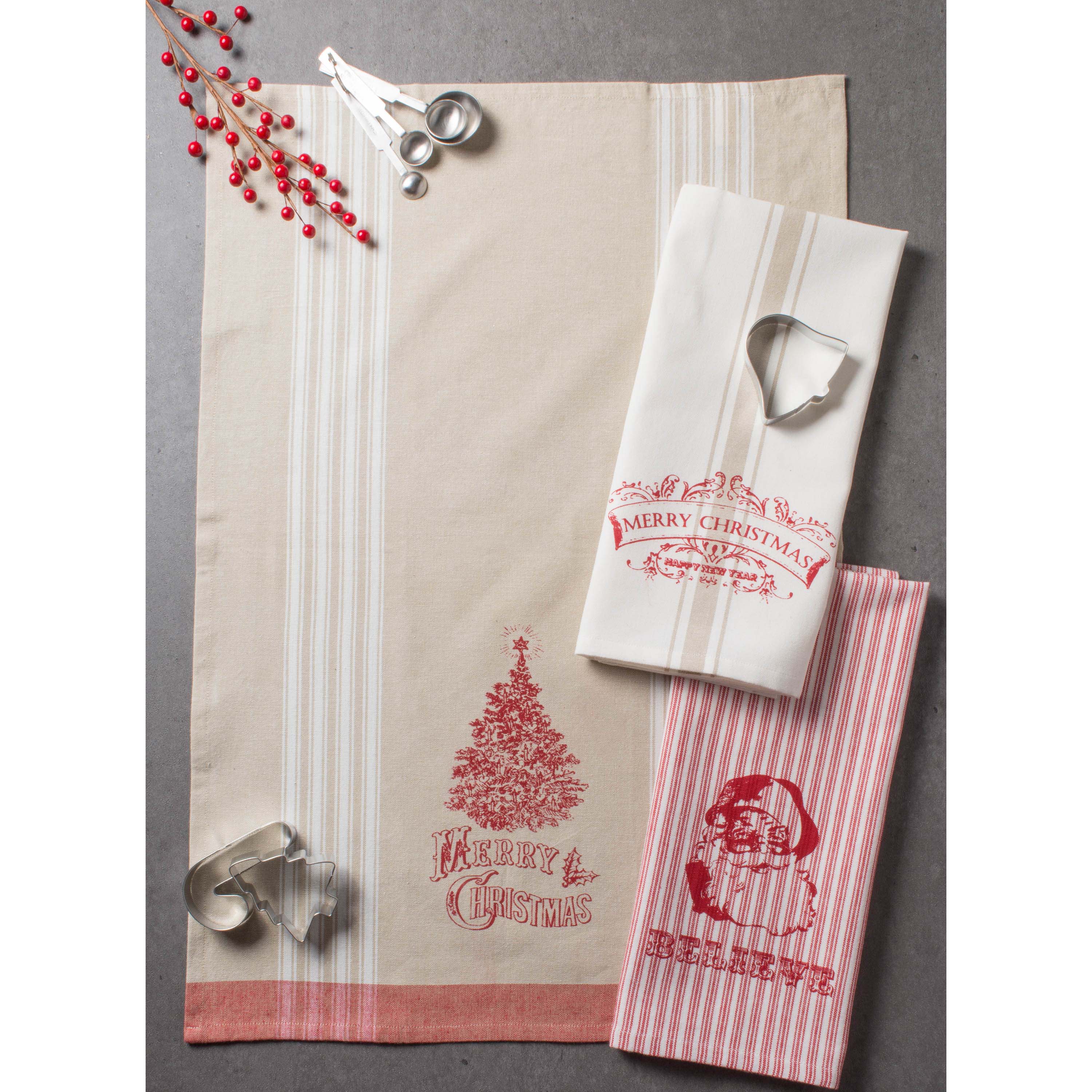 DII&#xAE; Assorted Vintage Print Christmas Dishtowel Set