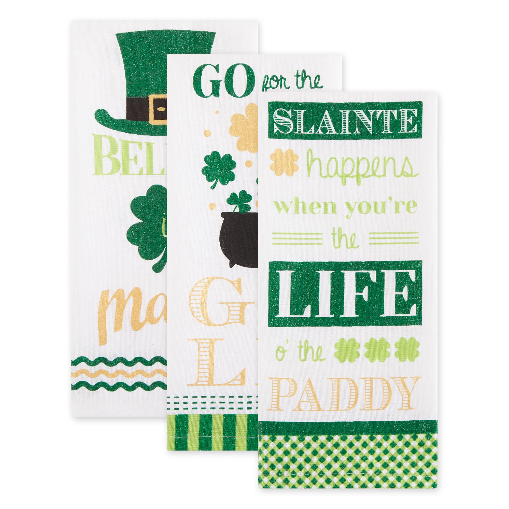 DII&#xAE; St. Paddy&#x27;s Gold Dishtowel Set