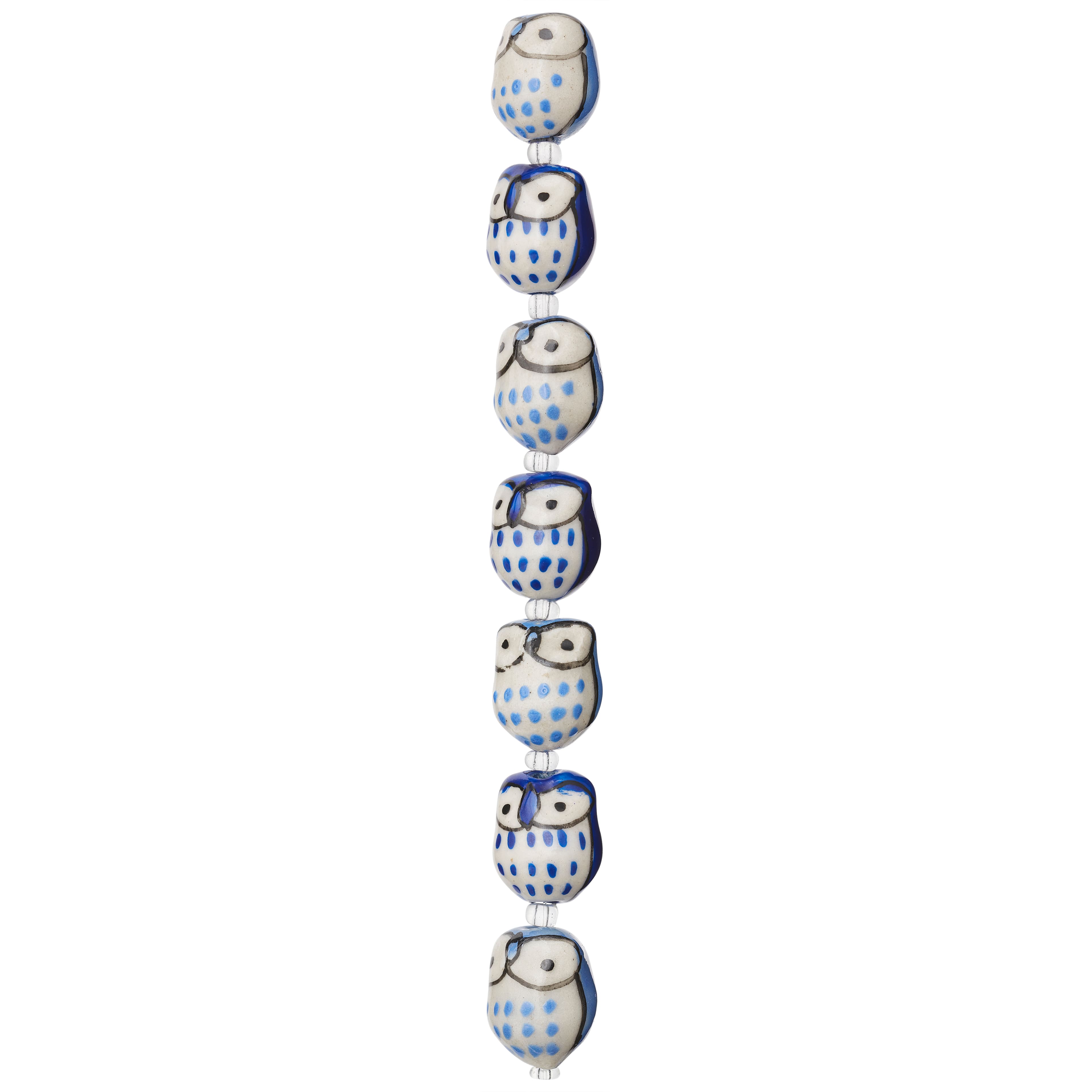 Blue Mix Ceramic Owl Beads, 15mm by Bead Landing&#x2122;
