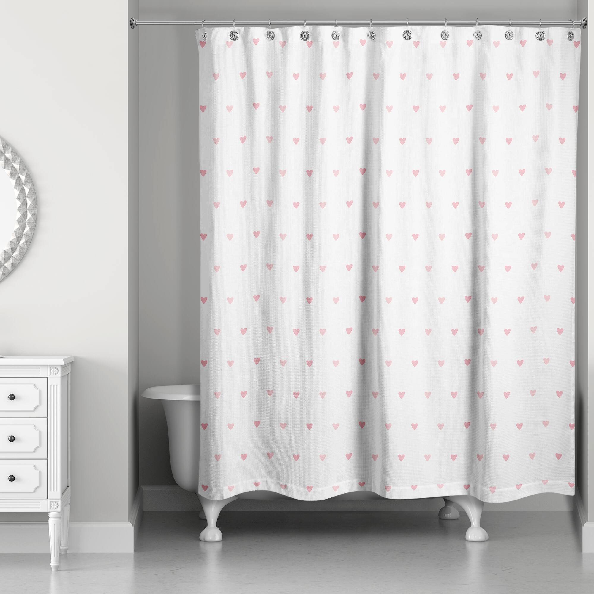 Simple Heart Pattern 71" x 74" Shower Curtain