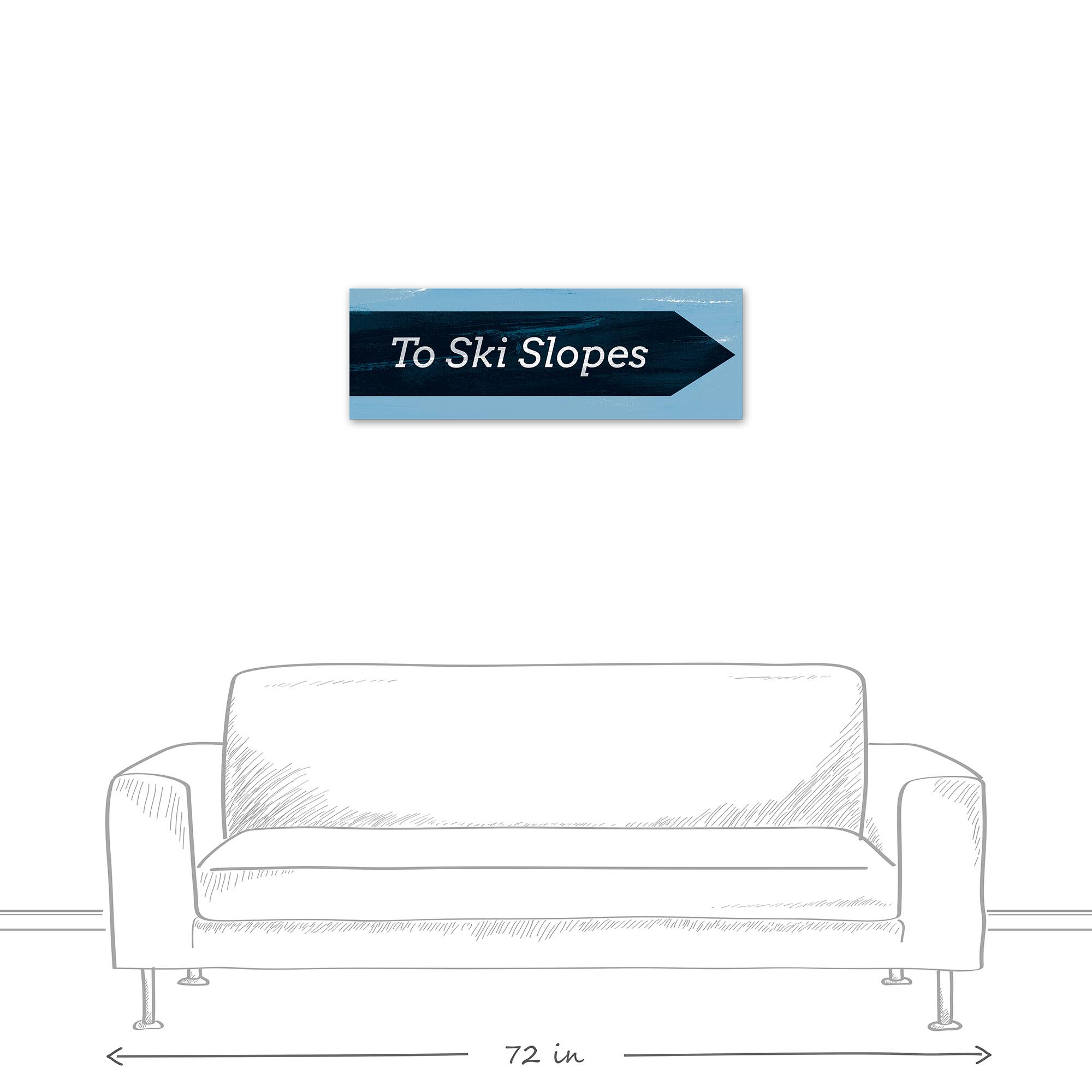 Ski Slopes Arrow Sign 36x12 Canvas Wall Art