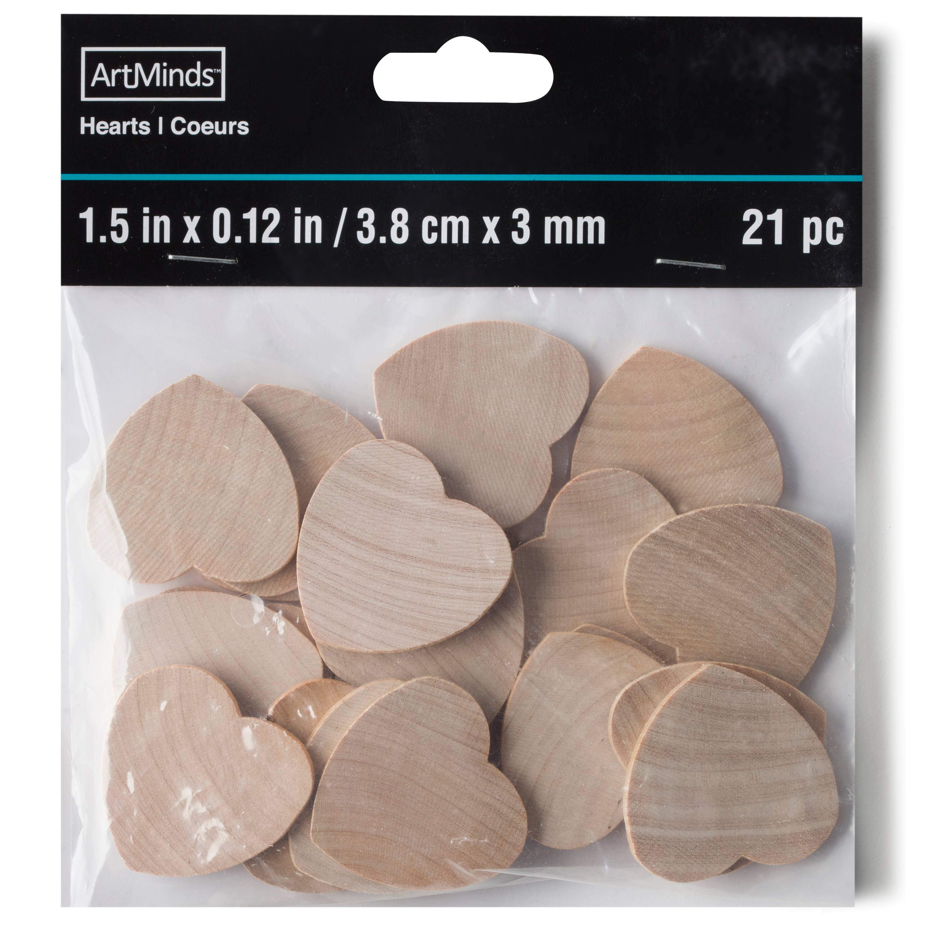 50 x 6 Assorted Plain Small Wooden Hearts 8 10 & 12mm Wooden Hearts 