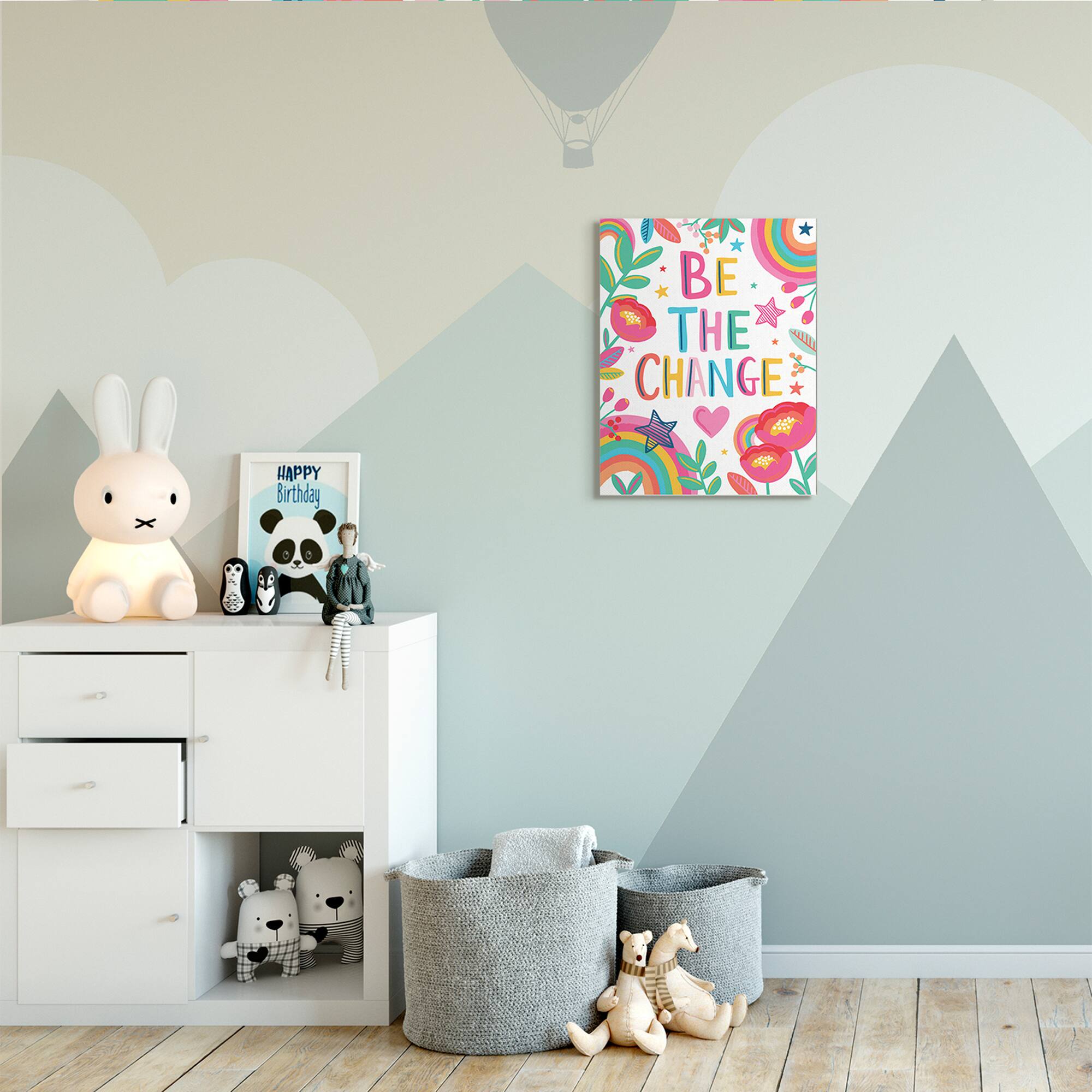 Stupell Industries Be The Change Rainbow Stars & Flowers Wall Art