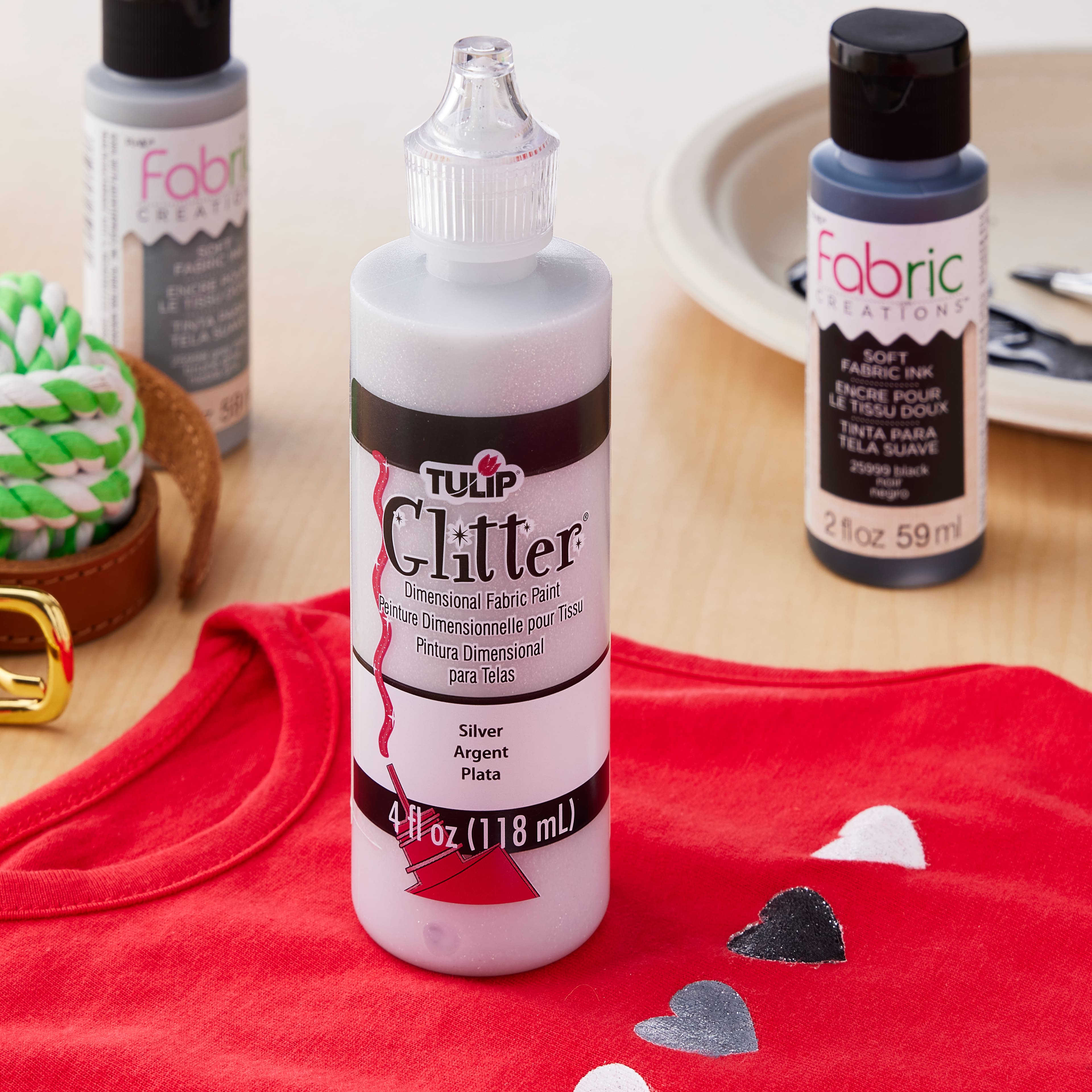 12 Pack: Tulip&#xAE; Glitter&#x2122; Silver Dimensional Fabric Paint