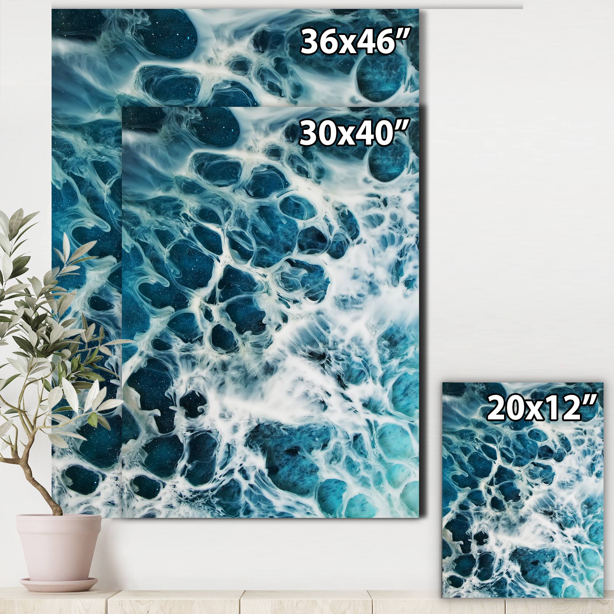 Designart - Waves Epoxy ResIn Art IV - Modern & Contemporary Canvas Wall Art Print