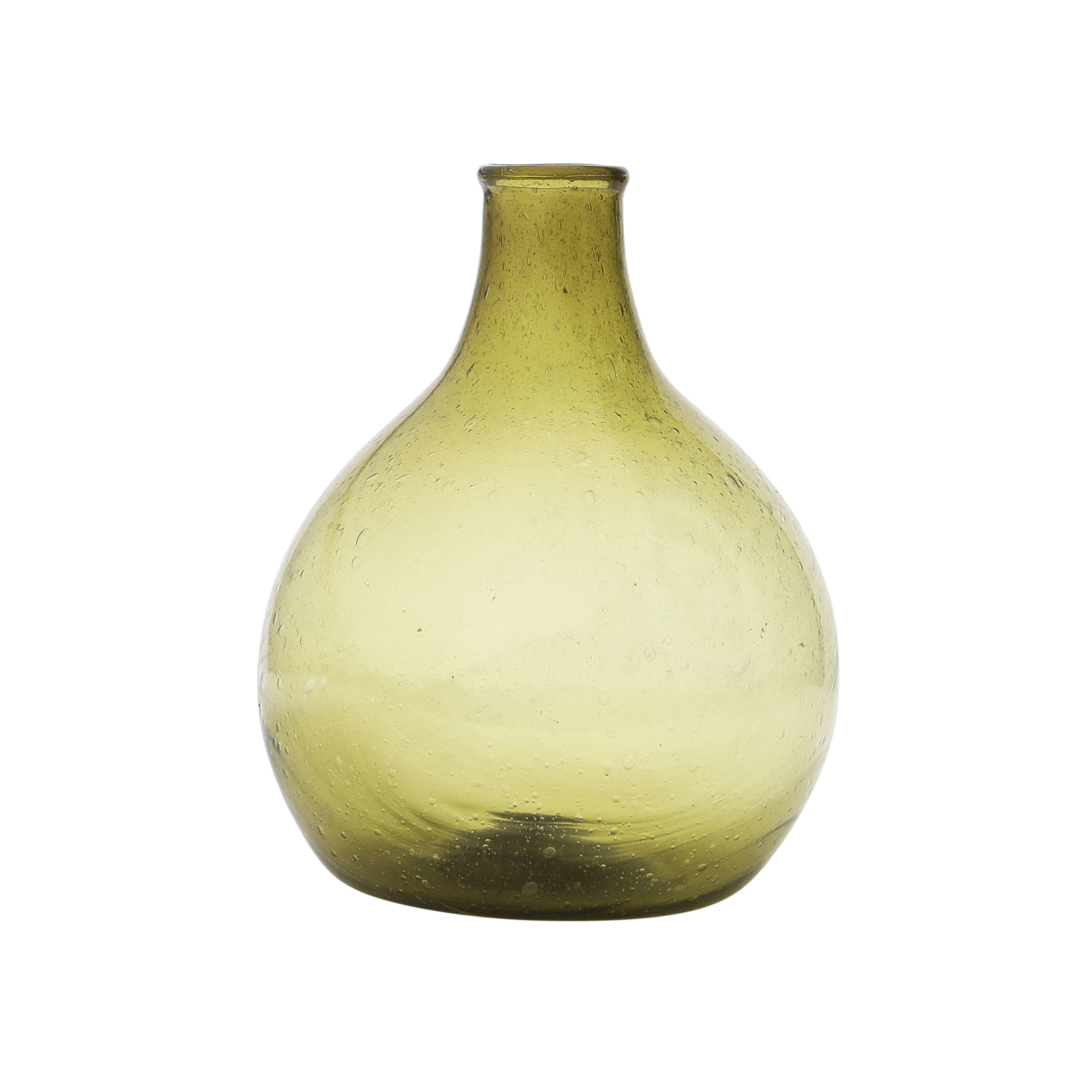 Hello Honey® 7" Olive Green Hand Blown Glass Vase