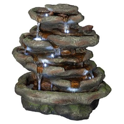 Design Toscano Ribbon Ridge Cascading Waterfall Illuminated Garden ...