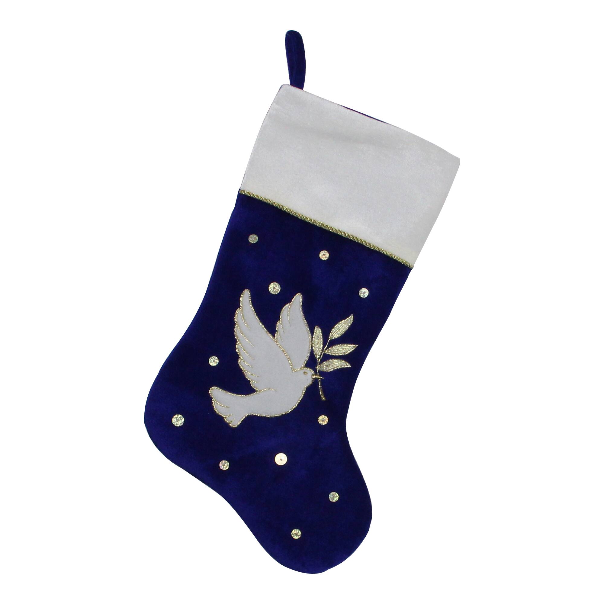 20.5" Royal Blue Velvet Dove Christmas Stocking