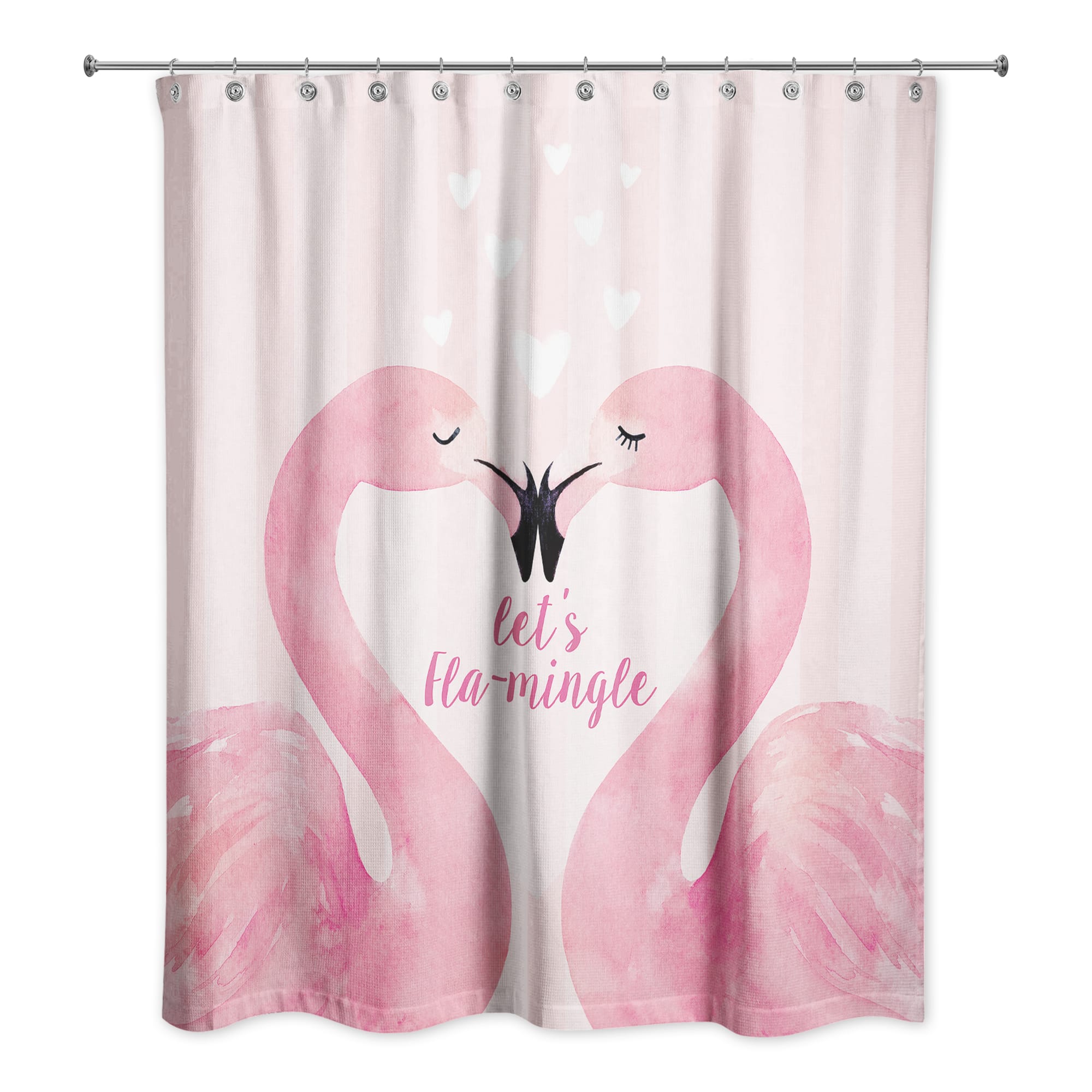 Flamingo Mistletoe Valentine's Shower Curtain