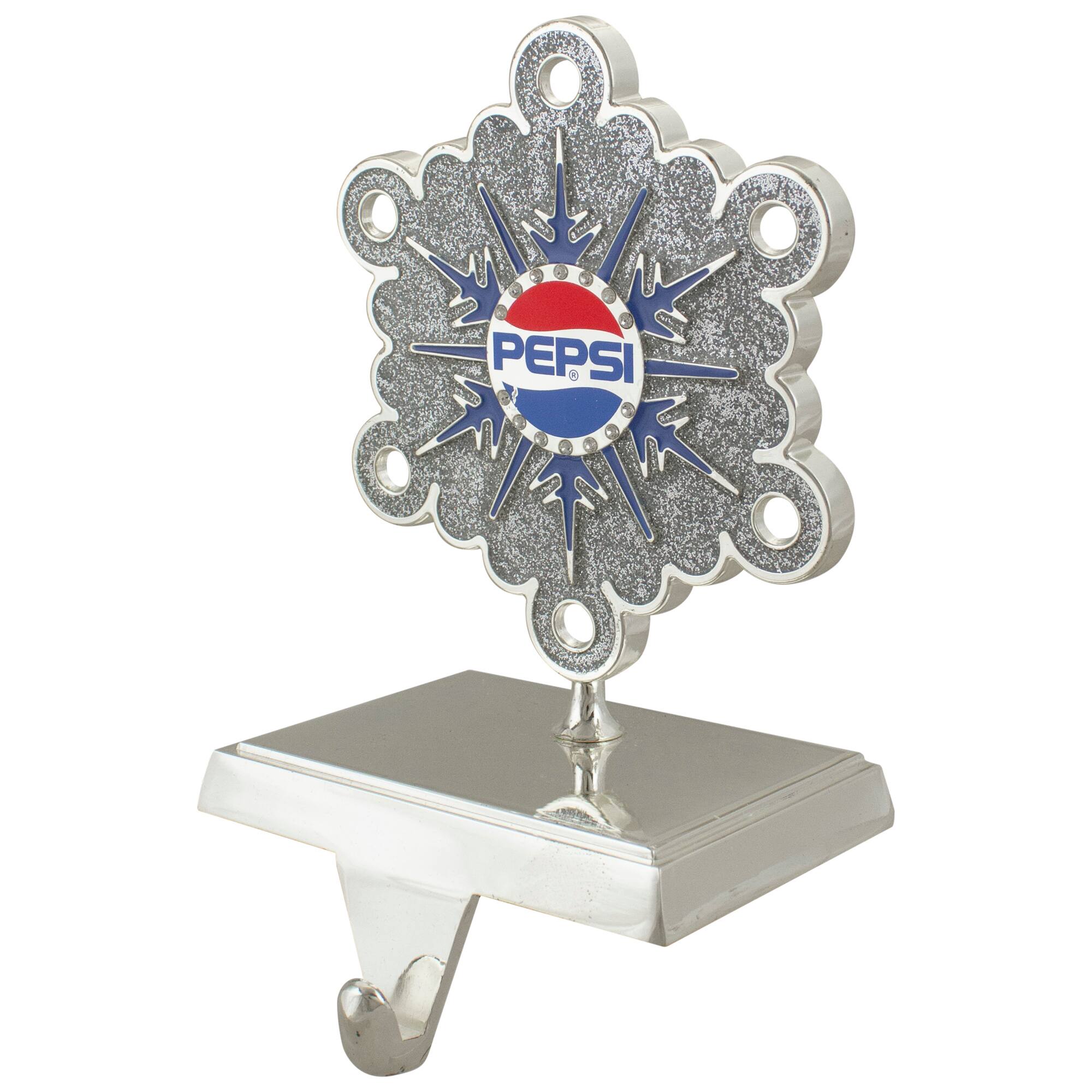 6.5&#x22; Silver &#x26; Blue Pepsi Snowflake Christmas Stocking Holder