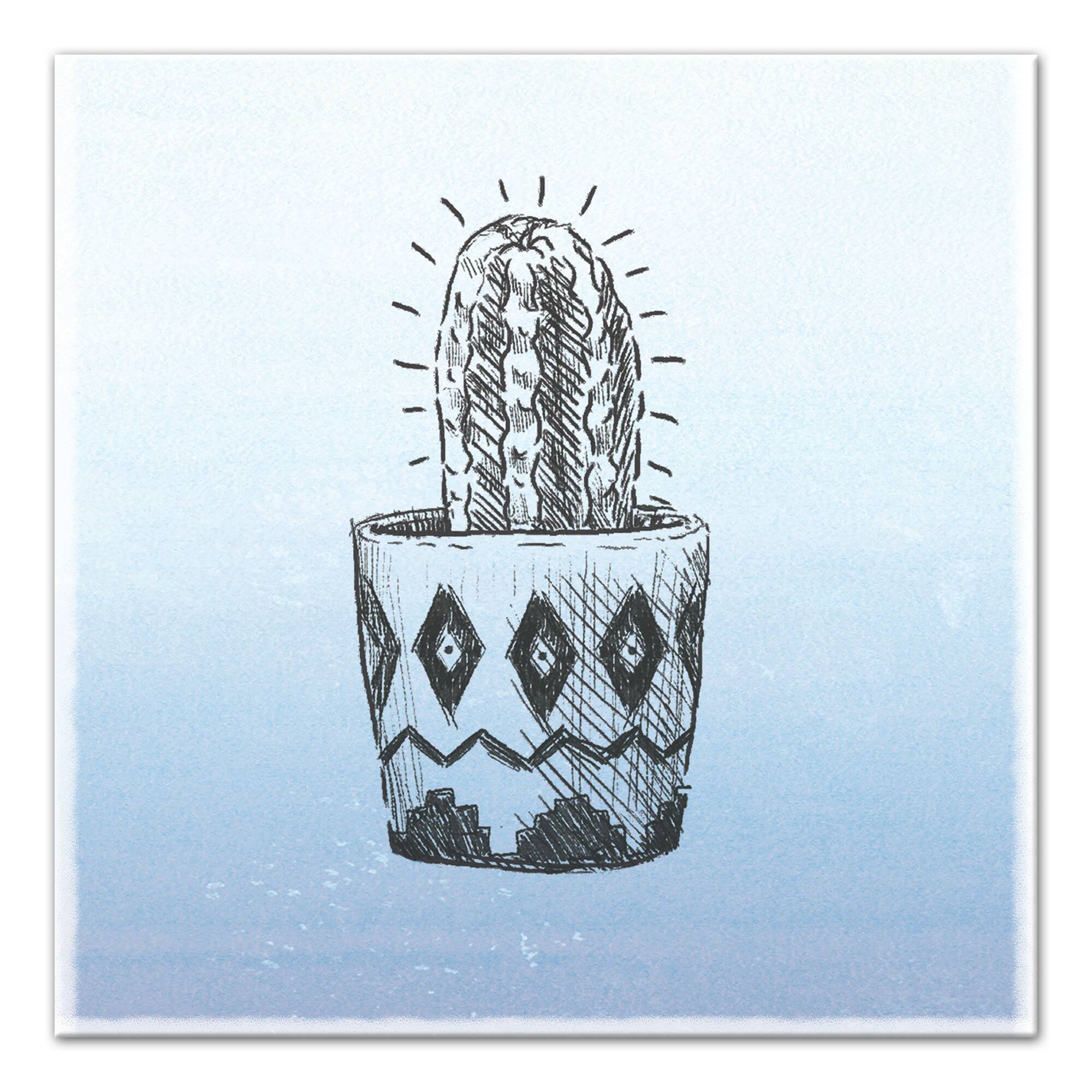 Single Potted Cactus 16" x 16" Canvas Wall Art