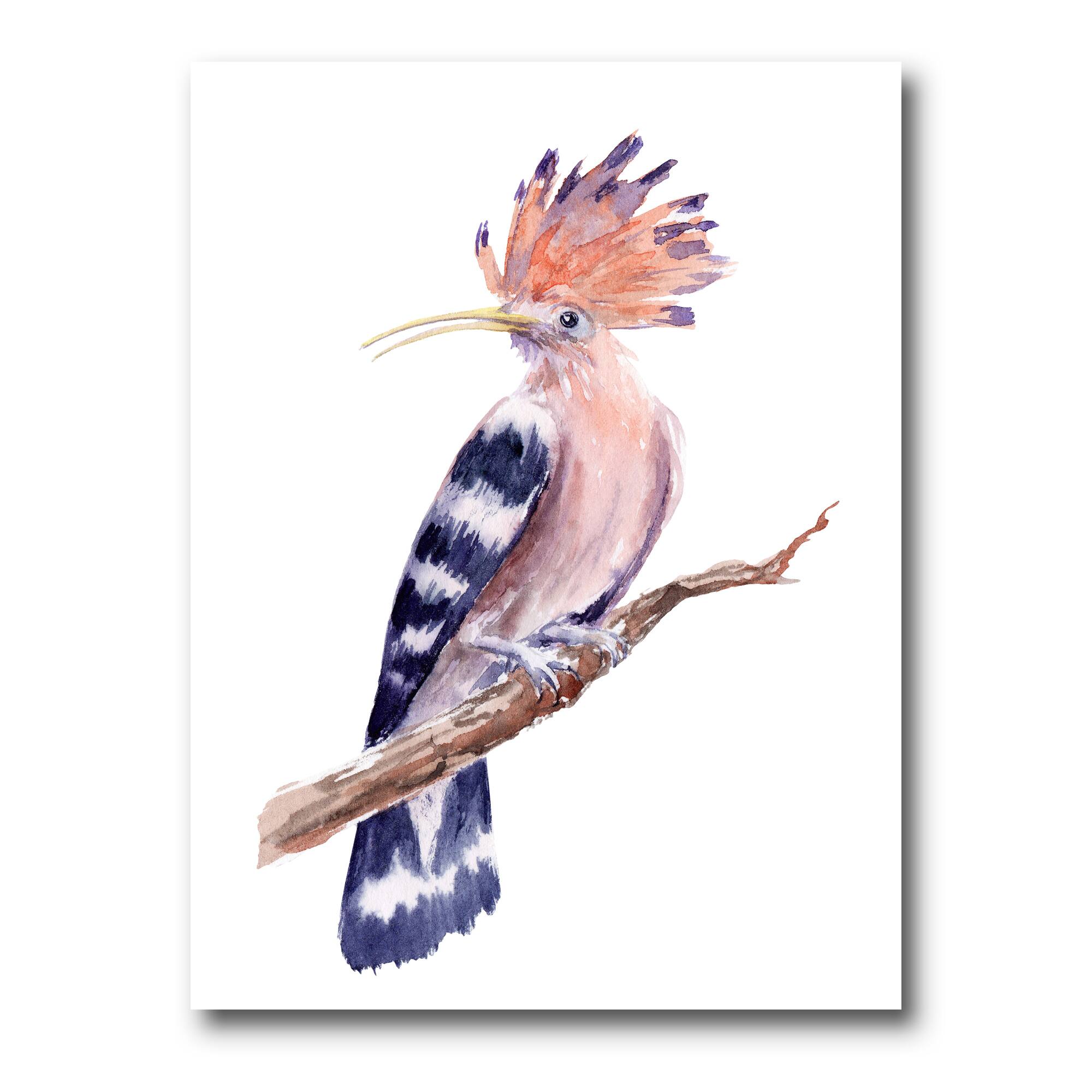Designart - Vintage Hoopoe Bird On A Branch - Traditional Canvas Wall Art Print