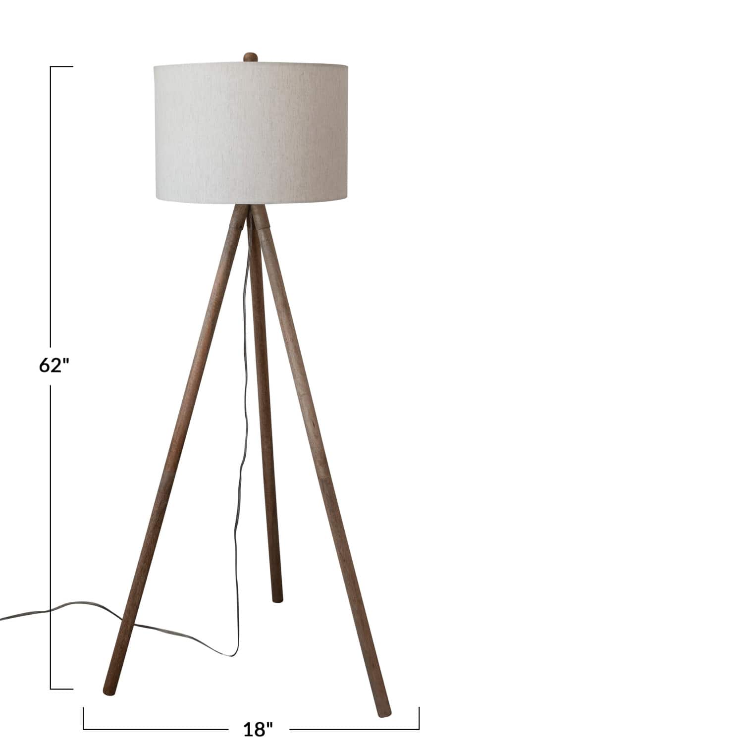 Hello Honey&#xAE; 5ft. Modern Wood Tripod Floor Lamp with Fabric Shade