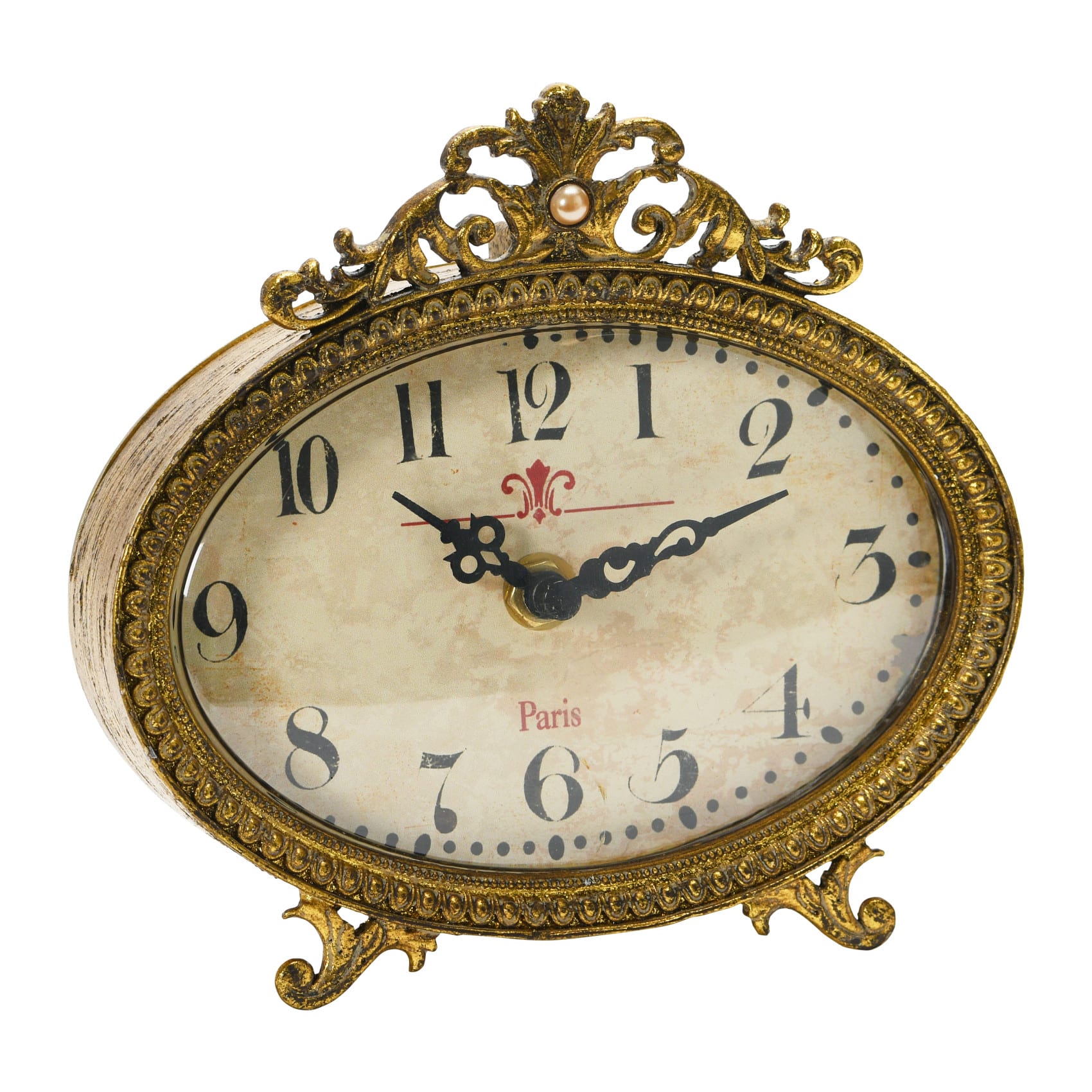 Hello Honey&#xAE; 6.5&#x22; Distressed Pewter Mantel Clock