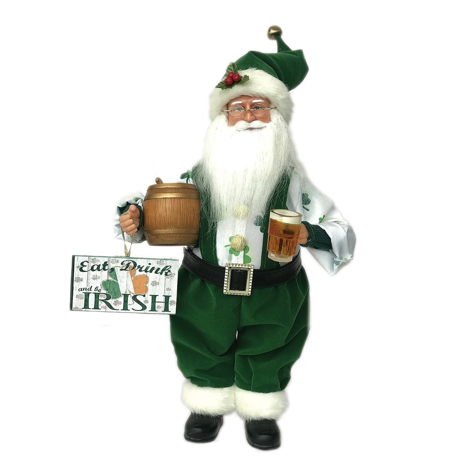 15" Eat, Drink & Be Irish Santa Claus Decoration