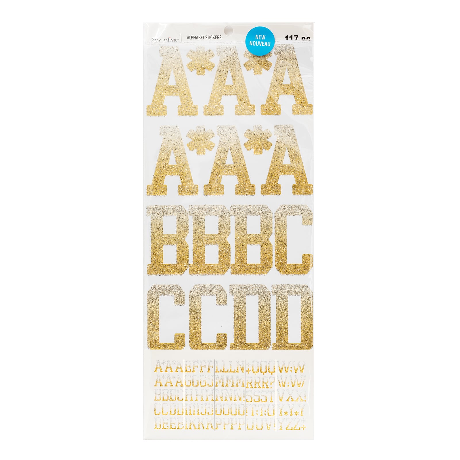 Gold &#x26; White Glitter Ombre Alphabet Stickers by Recollections&#x2122;