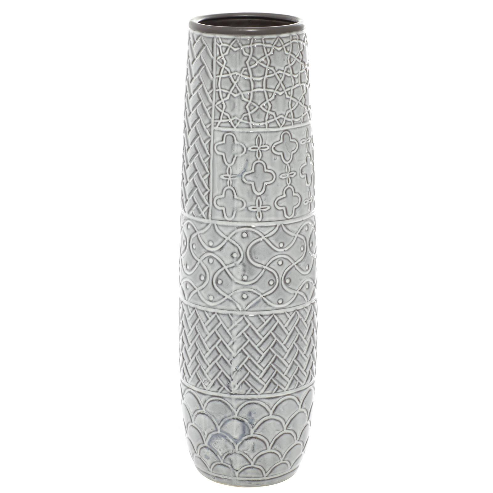 22&#x22; Gray Stoneware Eclectic Vase