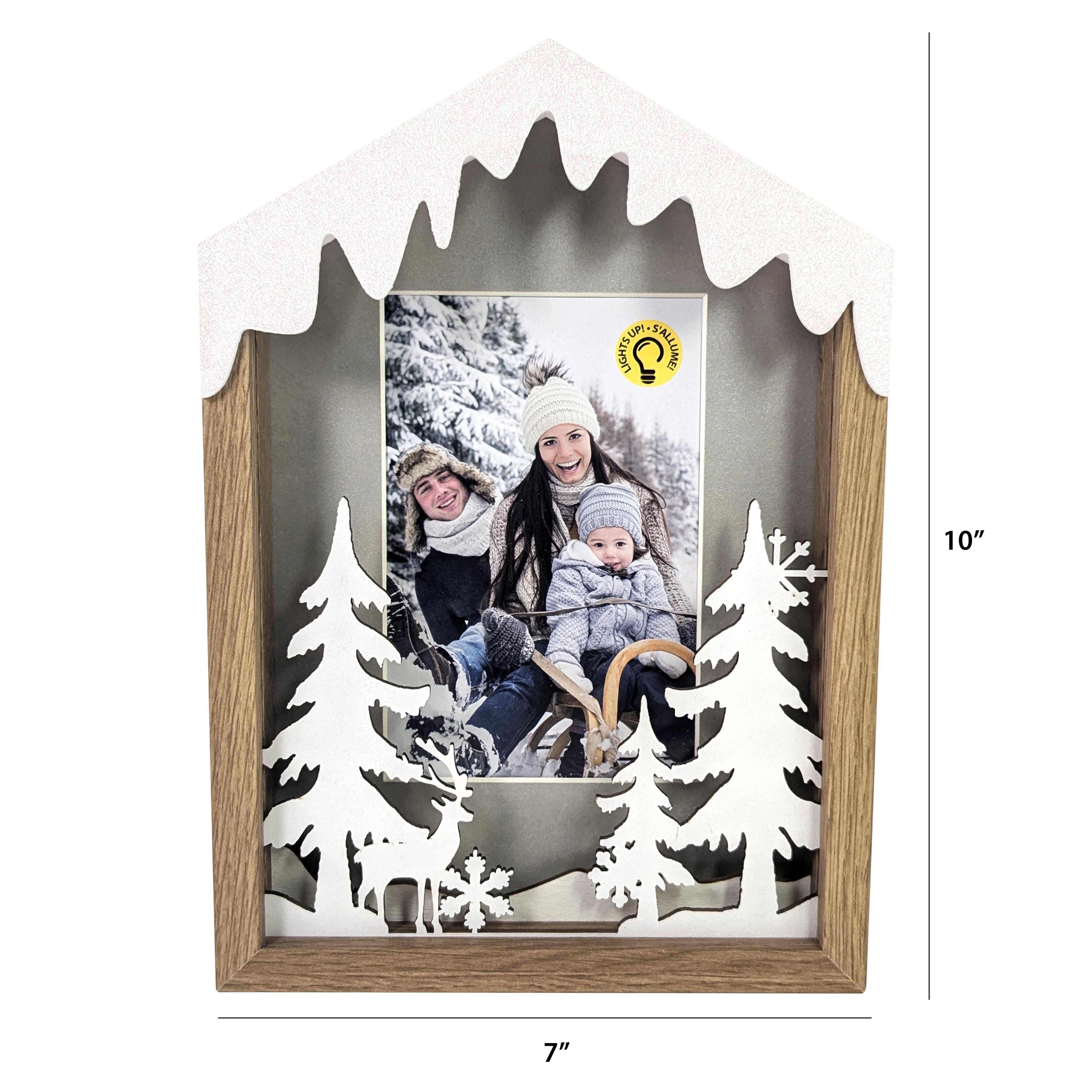 4&#x22; x 6&#x22; LED Snowy House Tabletop Frame by Studio D&#xE9;cor&#xAE;